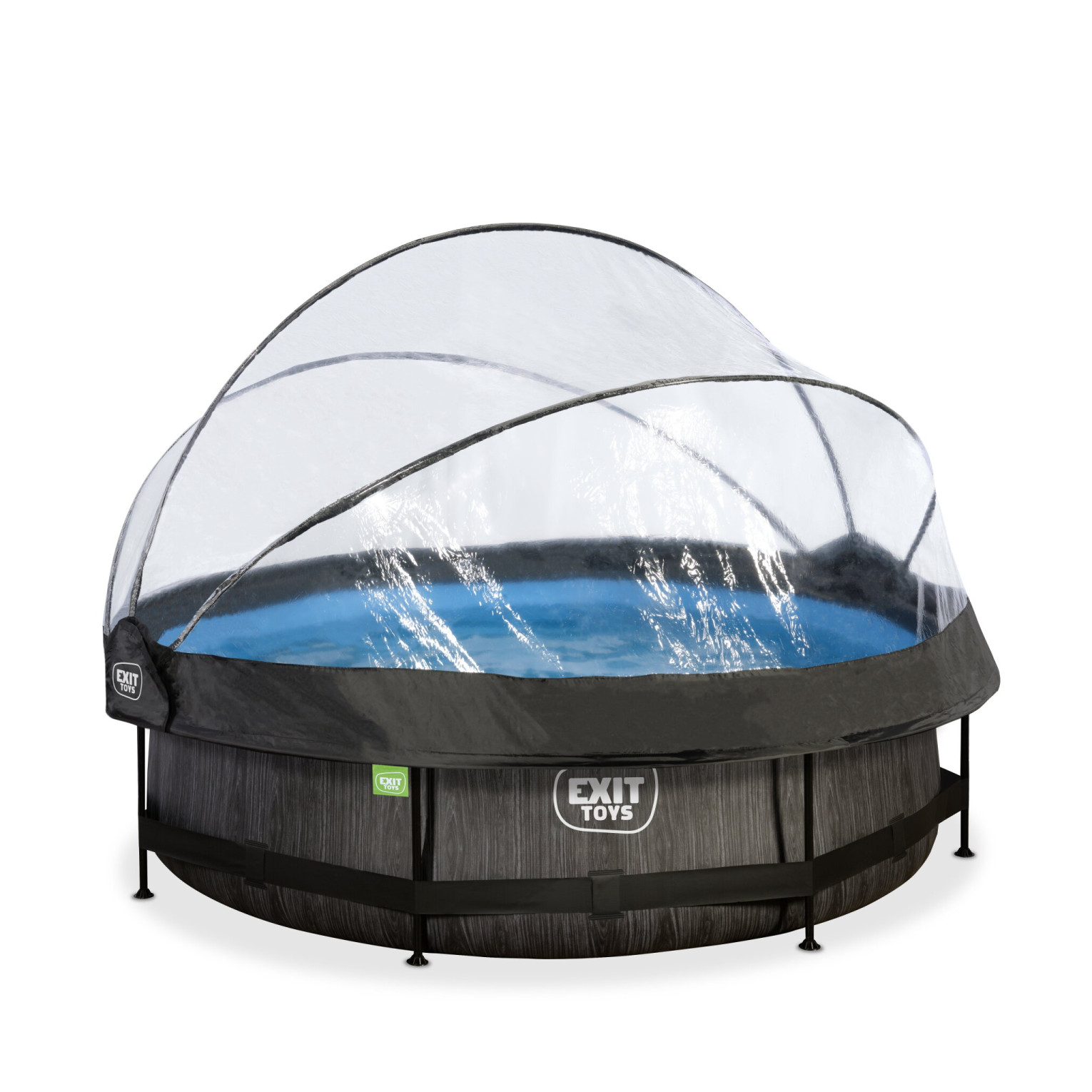 Piscine EXIT Black Wood ø300x76cm avec pompe de filtration et couverture