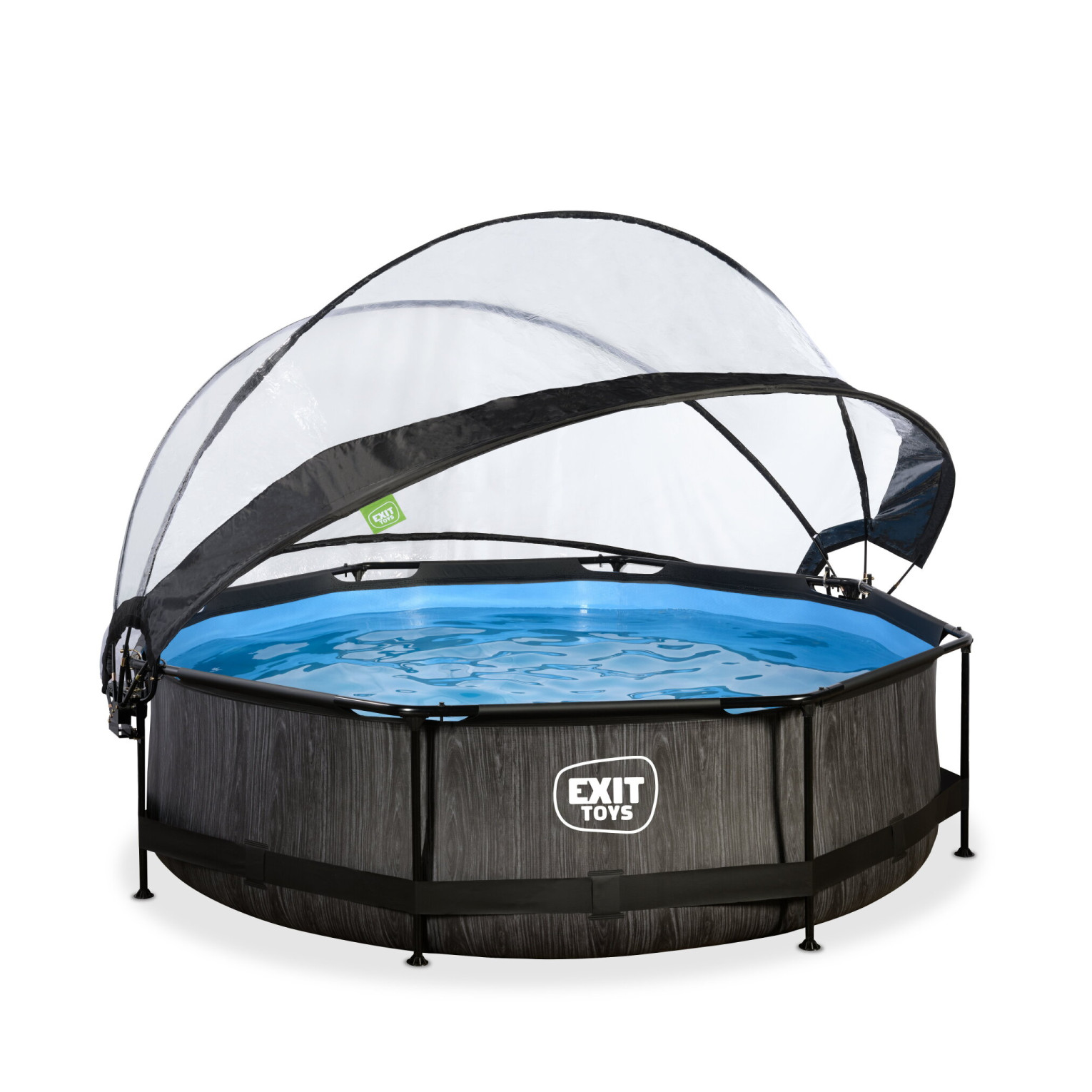 Piscine EXIT Black Wood ø300x76cm avec pompe de filtration et couverture