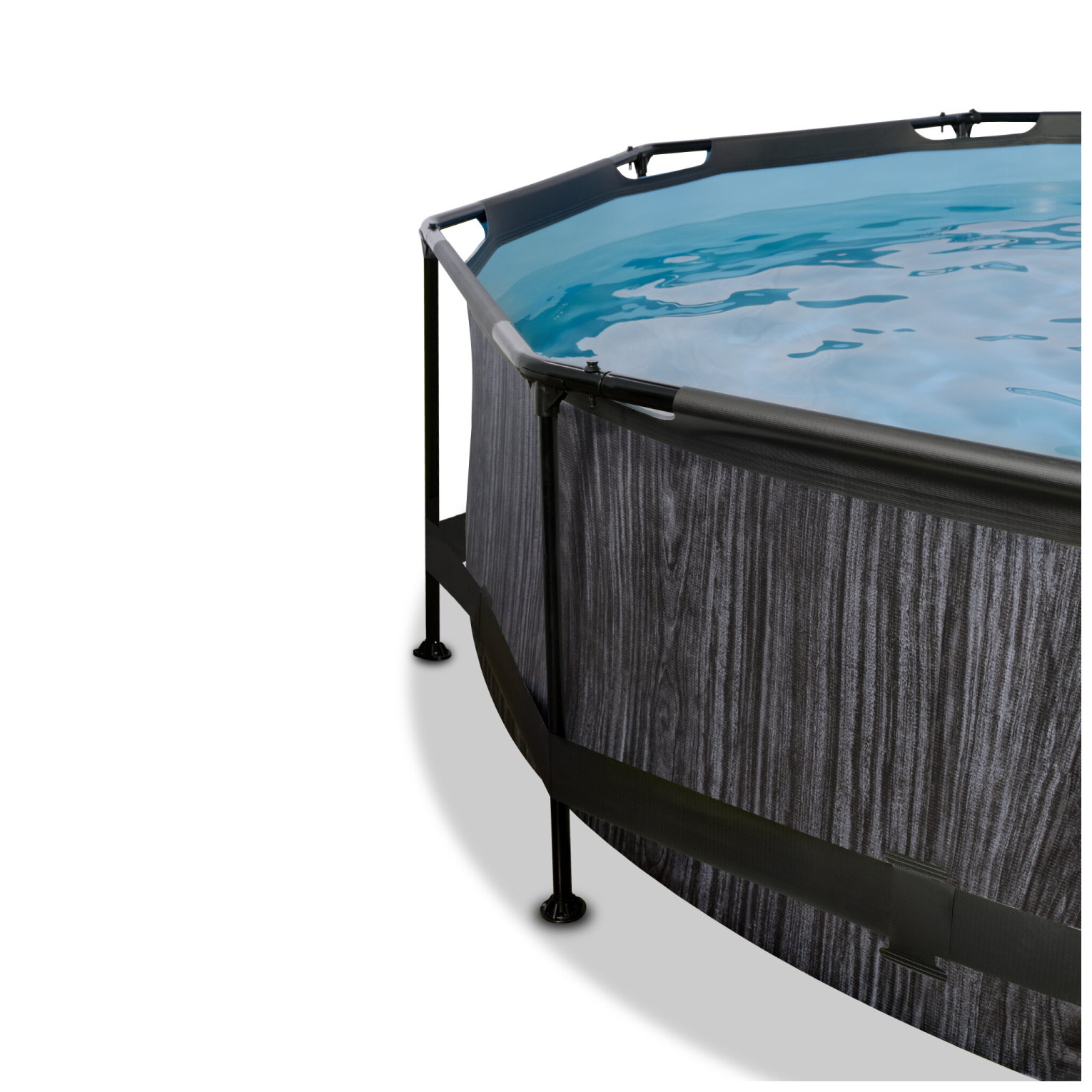 Piscine EXIT Black Wood ø300x76cm avec pompe de filtration et couverture