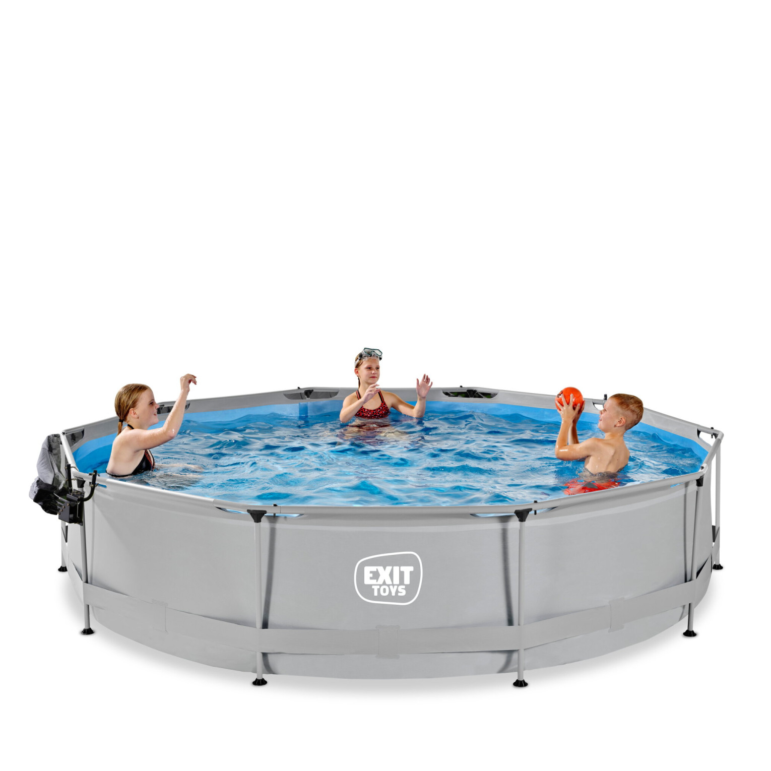 Piscine EXIT Soft Grey ø360x76cm avec pompe de filtration et couverture