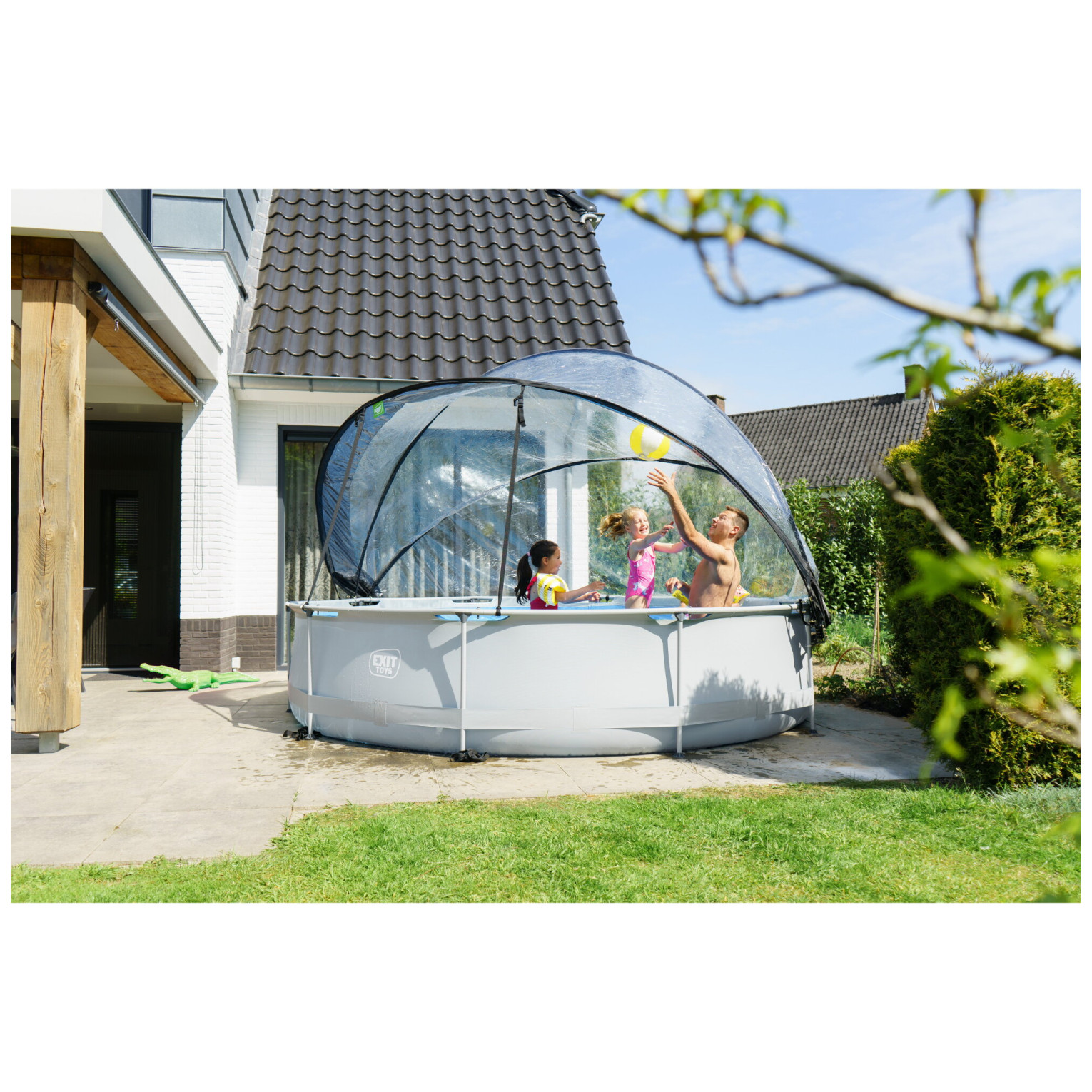 Piscine EXIT Soft Grey ø360x76cm avec pompe de filtration et couverture