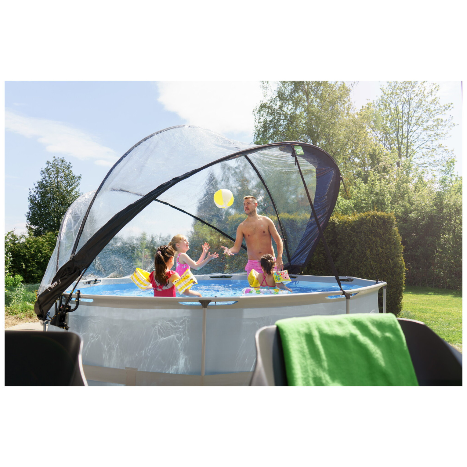 Piscine EXIT Soft Grey ø360x76cm avec pompe de filtration et couverture