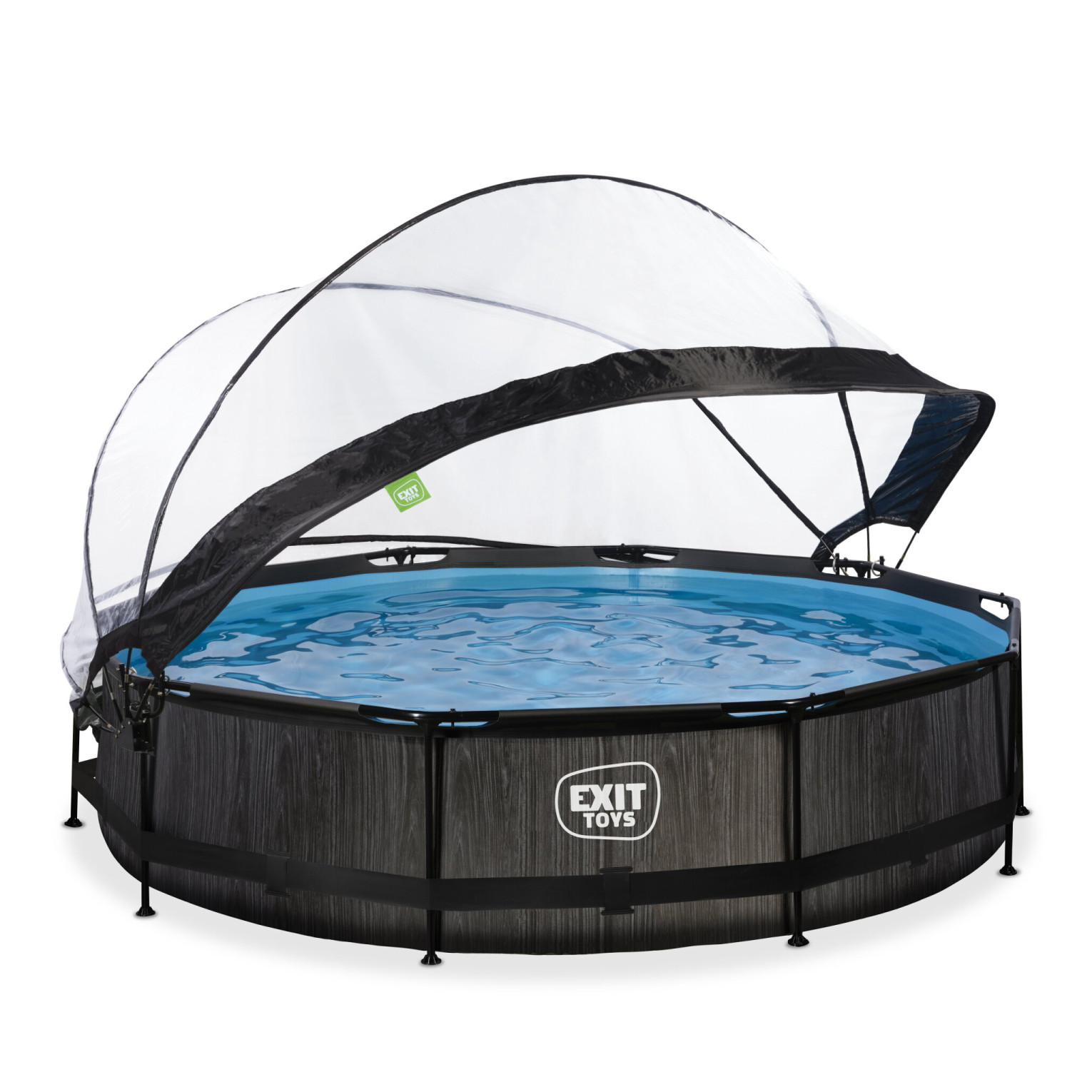 Piscine EXIT Black Wood ø360x76cm avec pompe de filtration et couverture