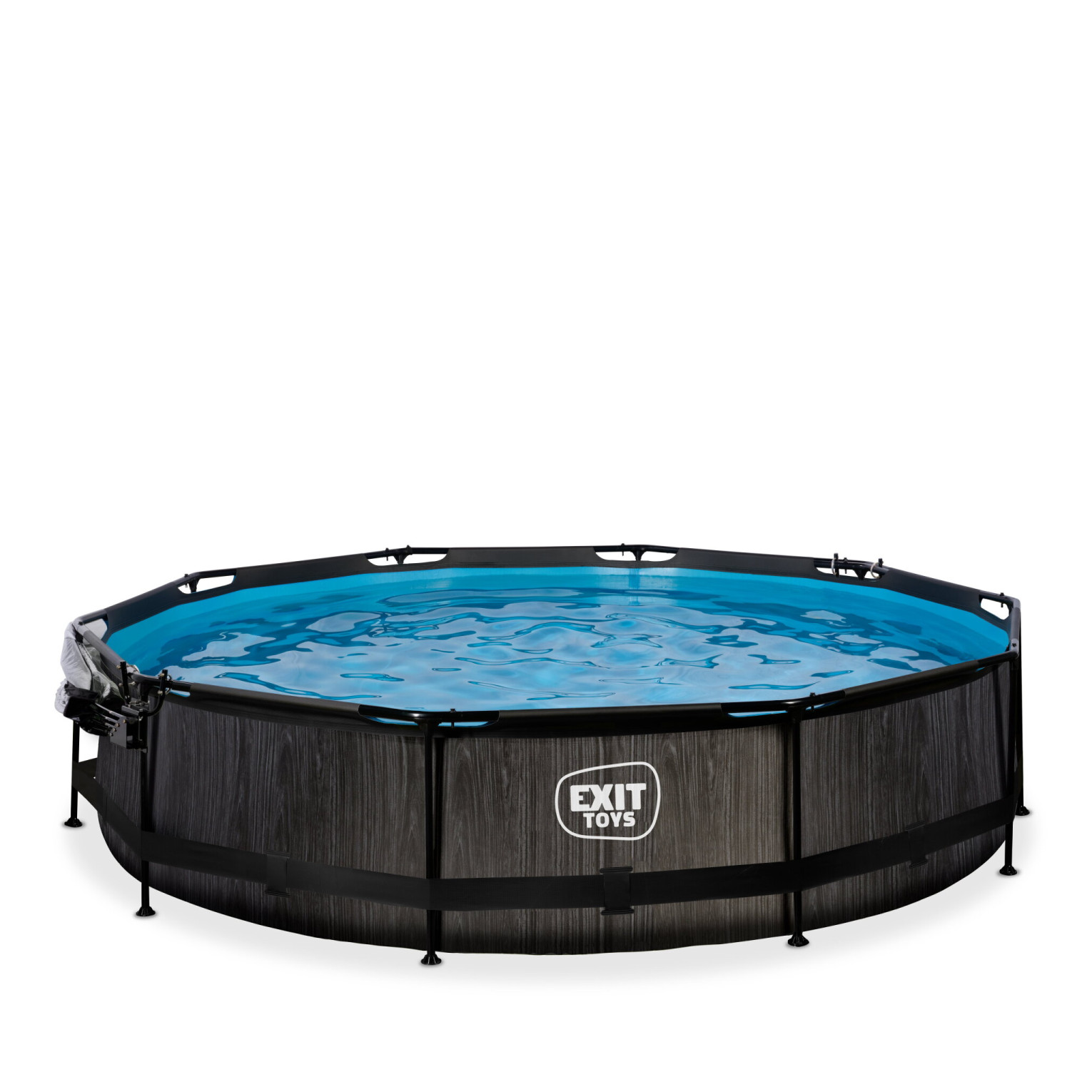 Piscine EXIT Black Wood ø360x76cm avec pompe de filtration et couverture