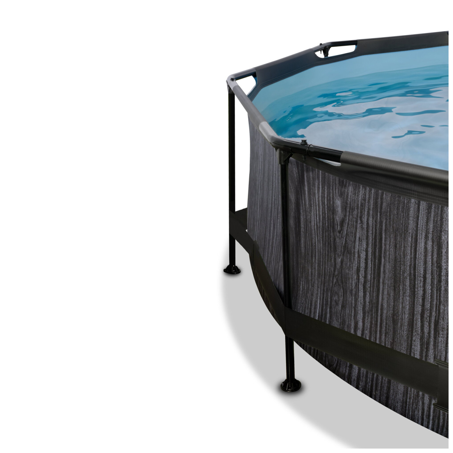 Piscine EXIT Black Wood ø360x76cm avec pompe de filtration et couverture