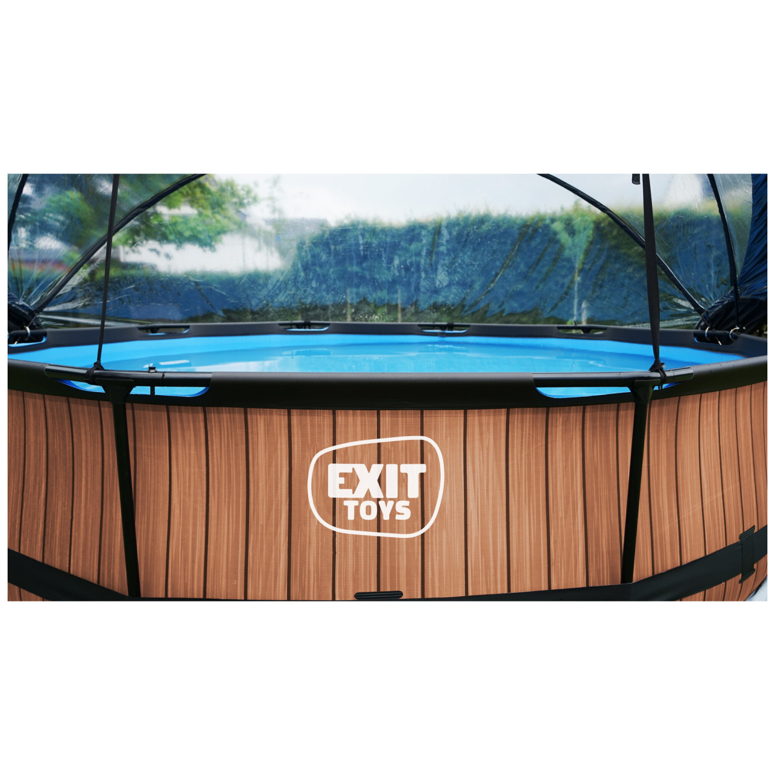 Piscine EXIT Black Wood ø360x76cm avec pompe de filtration et couverture