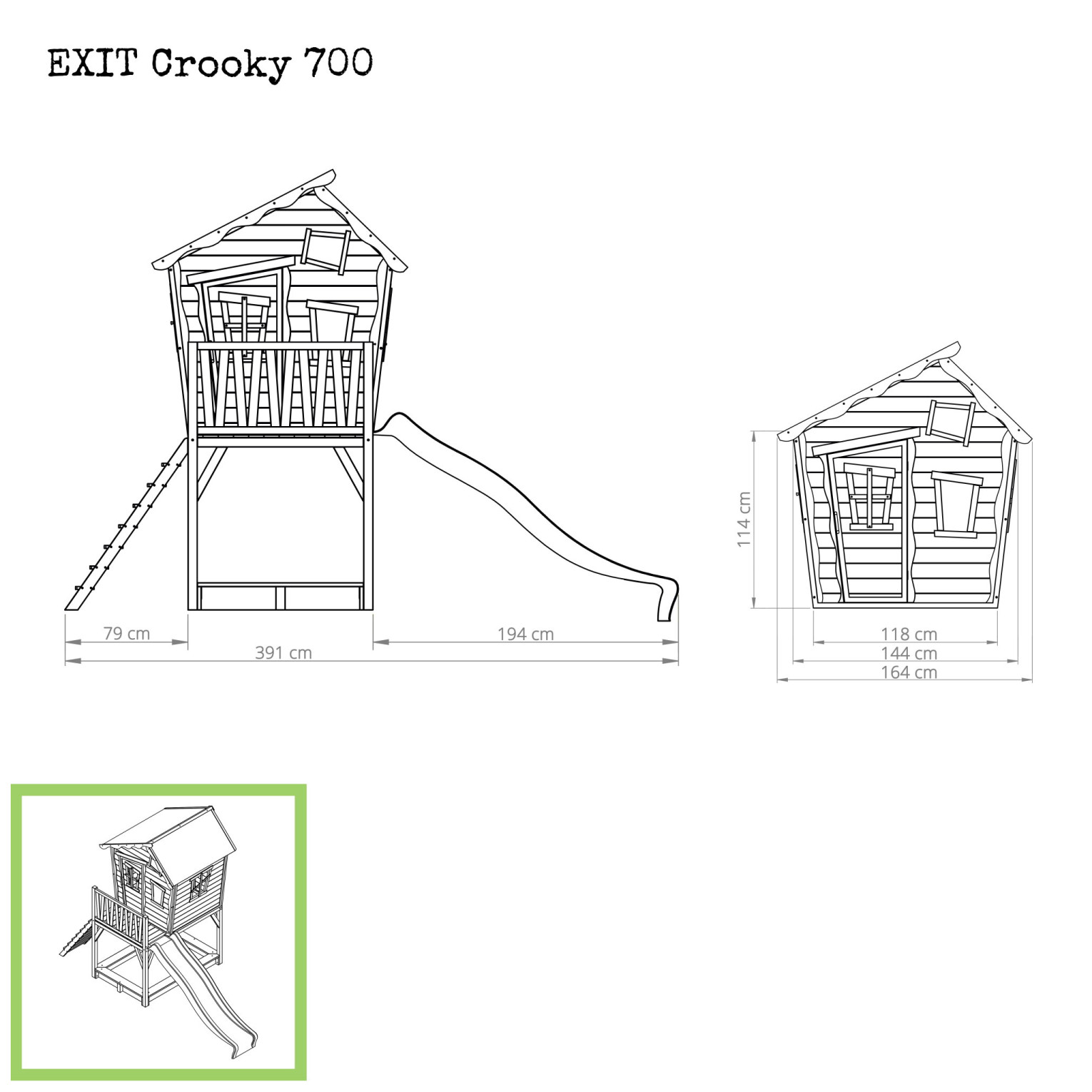 EXIT Crooky 700 houten speelhuis - grijsbeige