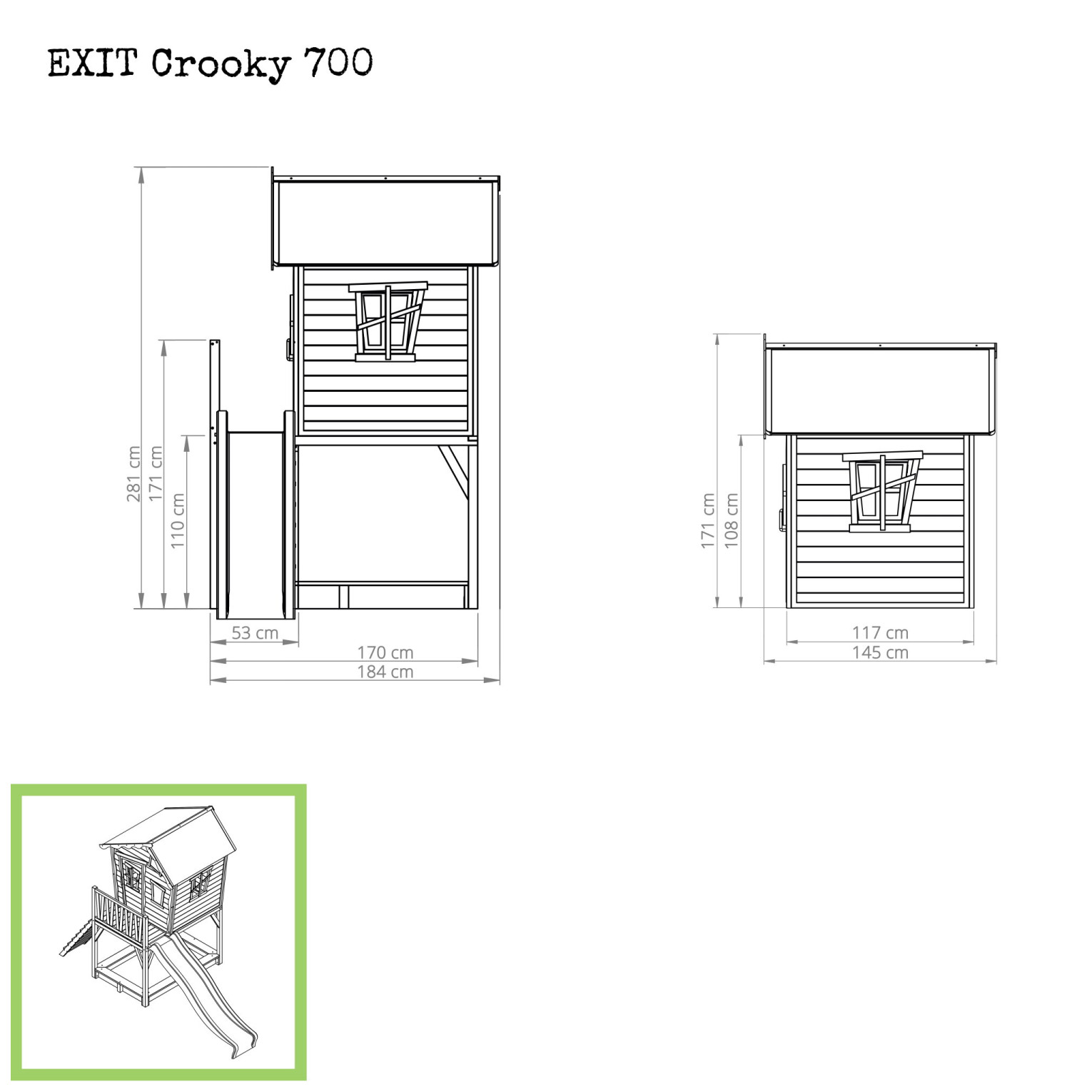 EXIT Crooky 700 houten speelhuis - grijsbeige