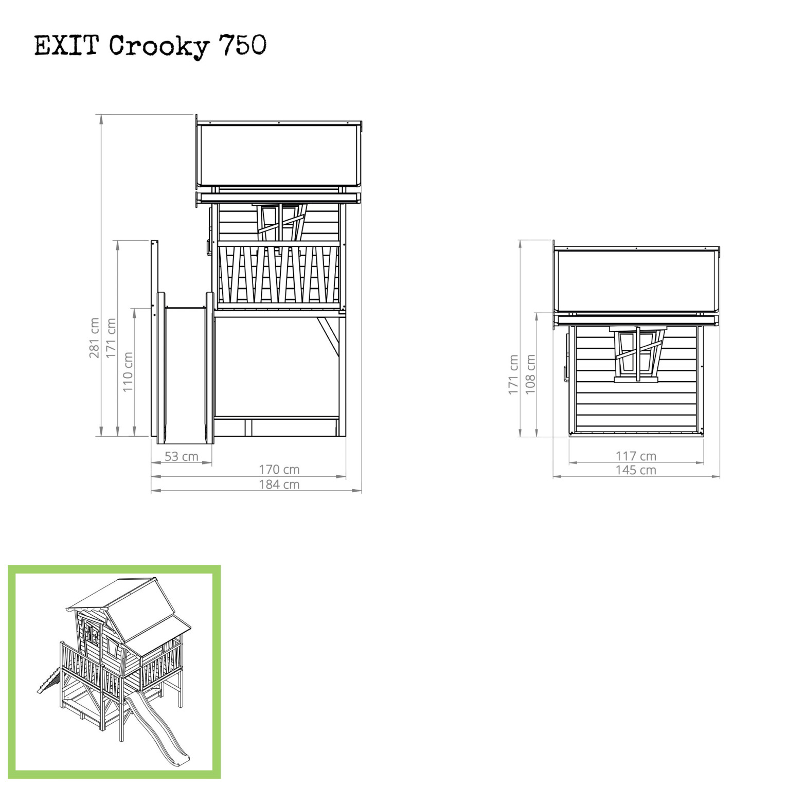 EXIT Maisonnette en bois Crooky 750 - gris beige