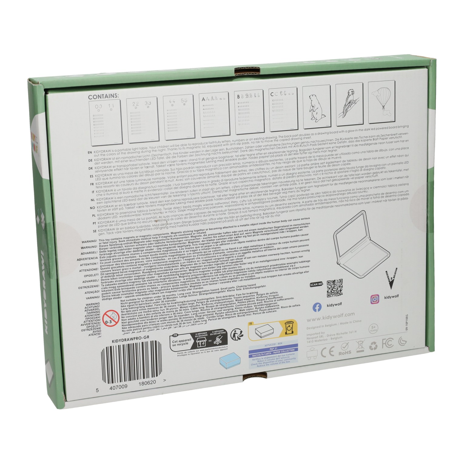 Kidywolf Kidydraw-pro A4 2in1 Lichttafel Groen