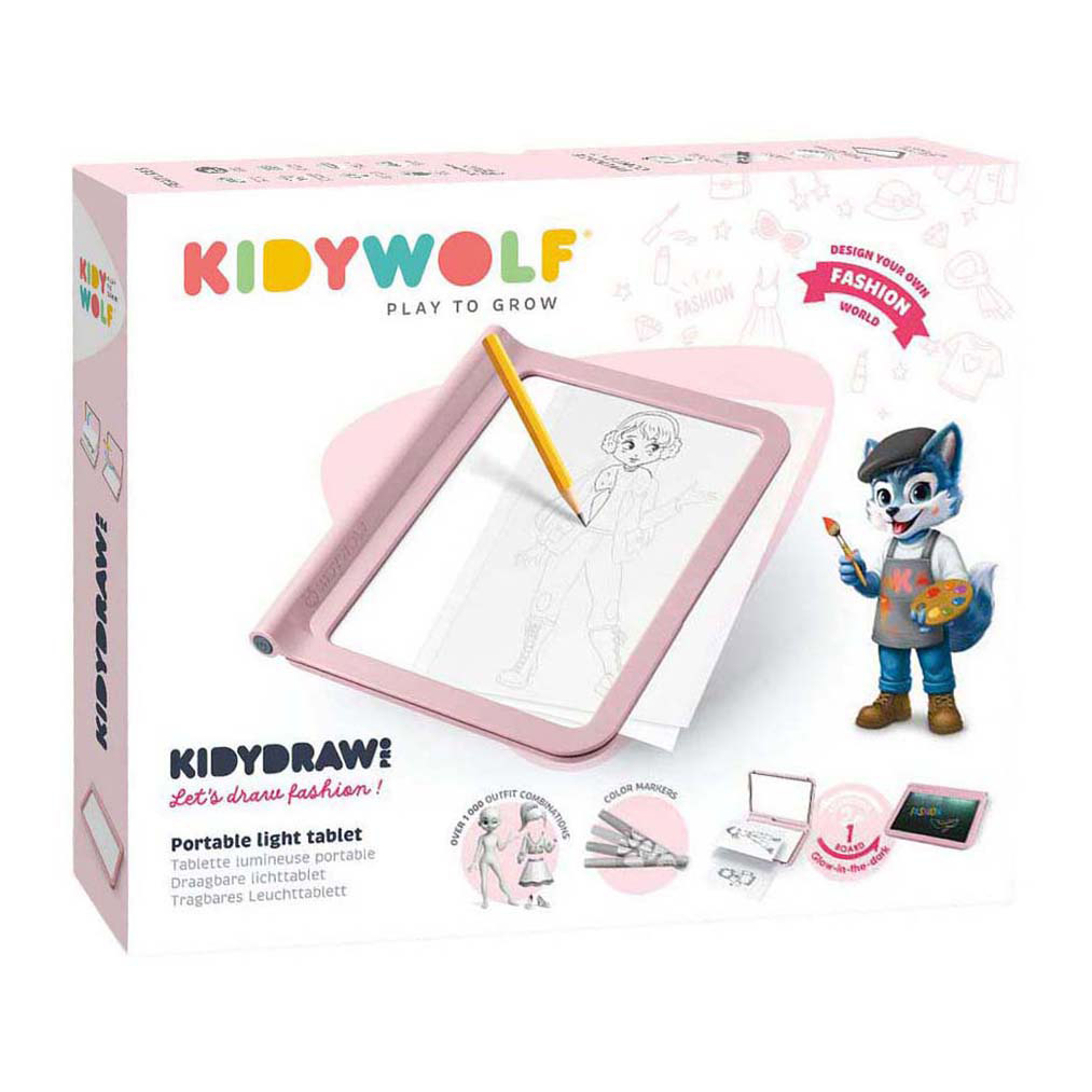 Table lumineuse 2 en 1 Kidywolf Kidydraw-pro A4 rose