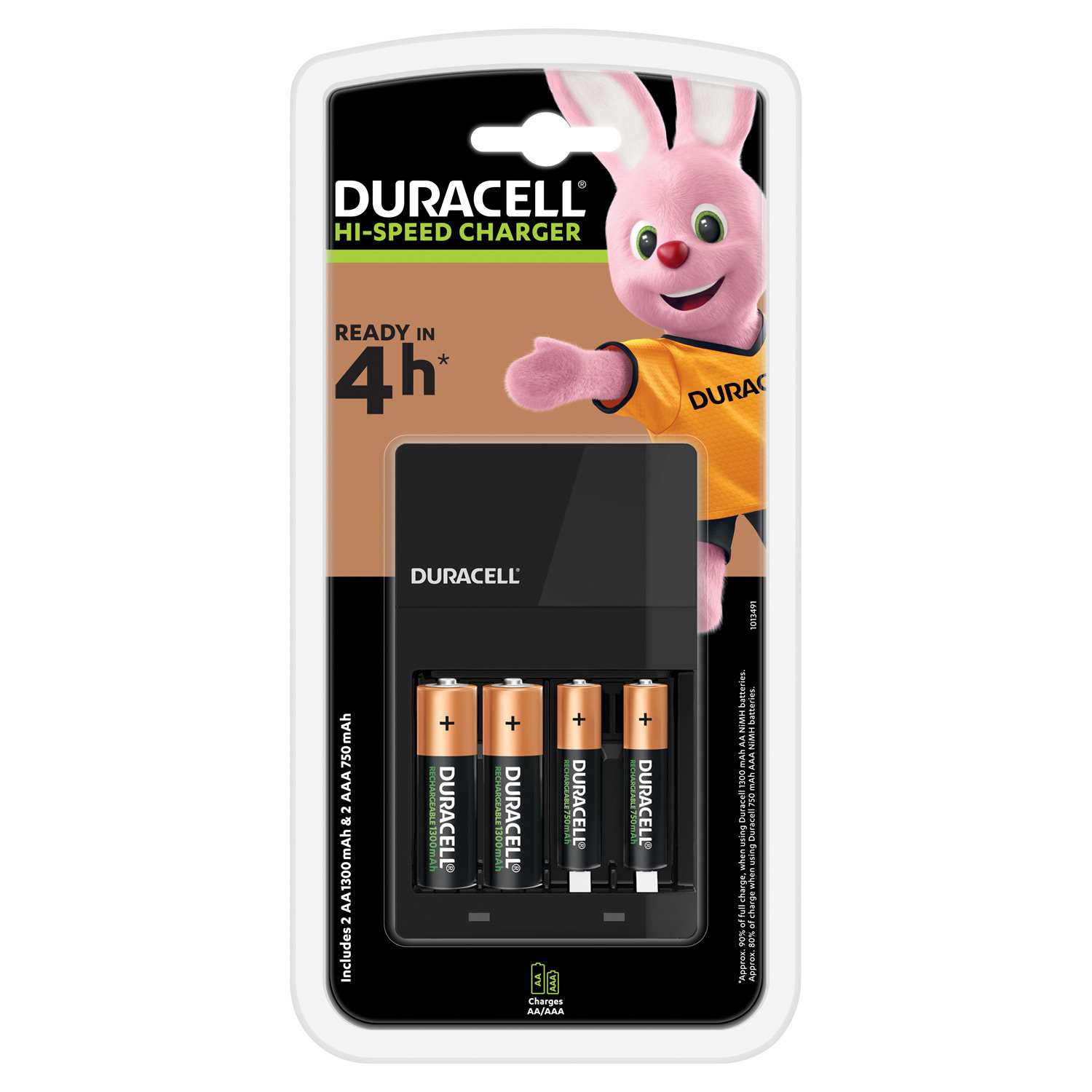 Duracell Oplader Charger Cef14 incl. 2x AA1300mah & 2x AAA 750mah, 5dlg.