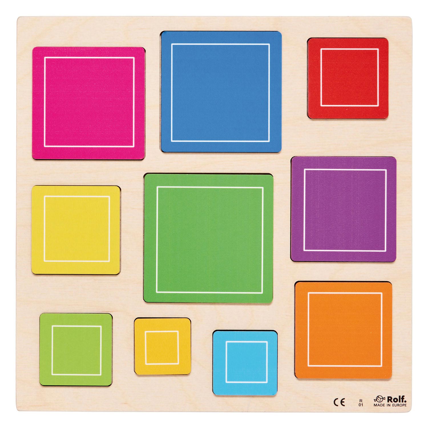 Rolf - Puzzle en Forme de Relief en Bois Carré Triangle et Cercles, Set de 3
