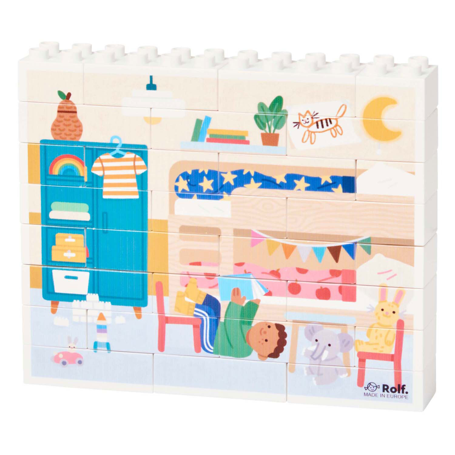 Rolf More - Houten Verticale Blokpuzzel Slaapkamer - 28st.