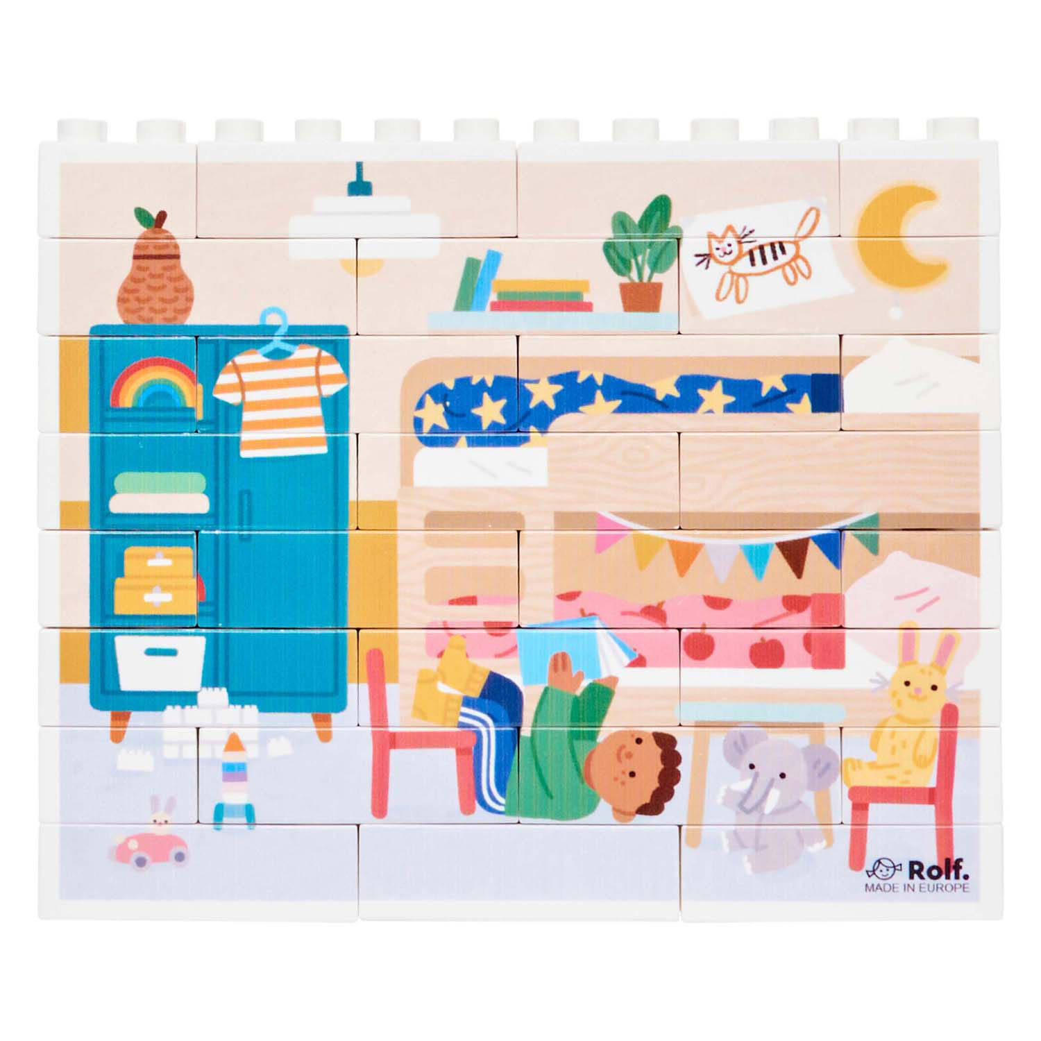 Rolf More - Houten Verticale Blokpuzzel Slaapkamer - 28st.