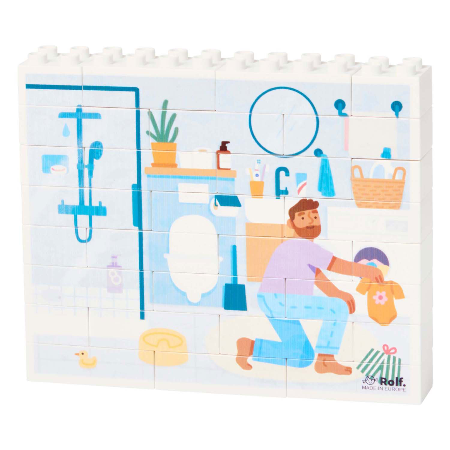 Rolf More - Houten Verticale Blokpuzzel Badkamer - 28st.