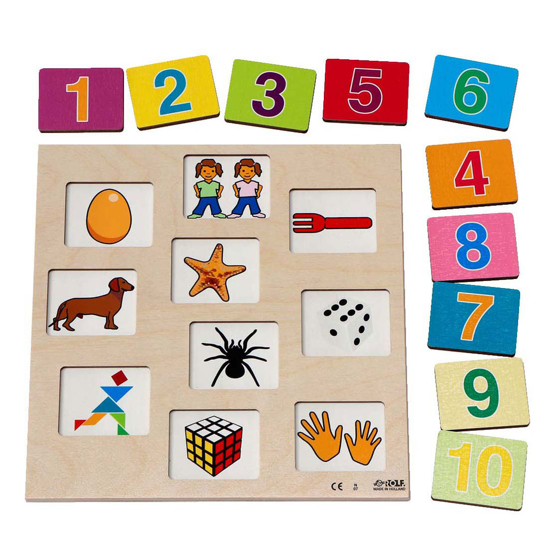 Rolf - Relief Houten Puzzel Ontdek het Getal - 10st.