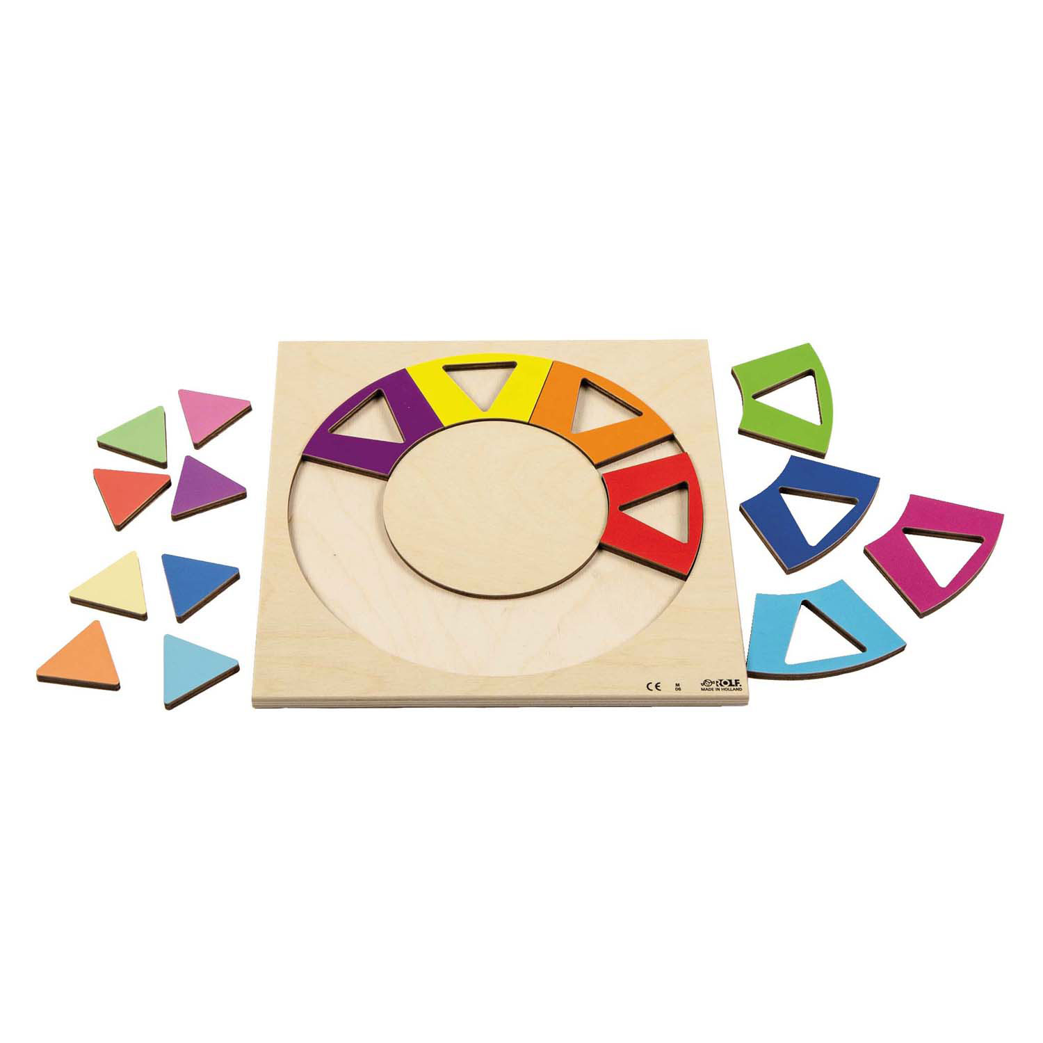 Rolf - Puzzle en bois en relief Découvrez la couleur et la forme - 2 pièces.