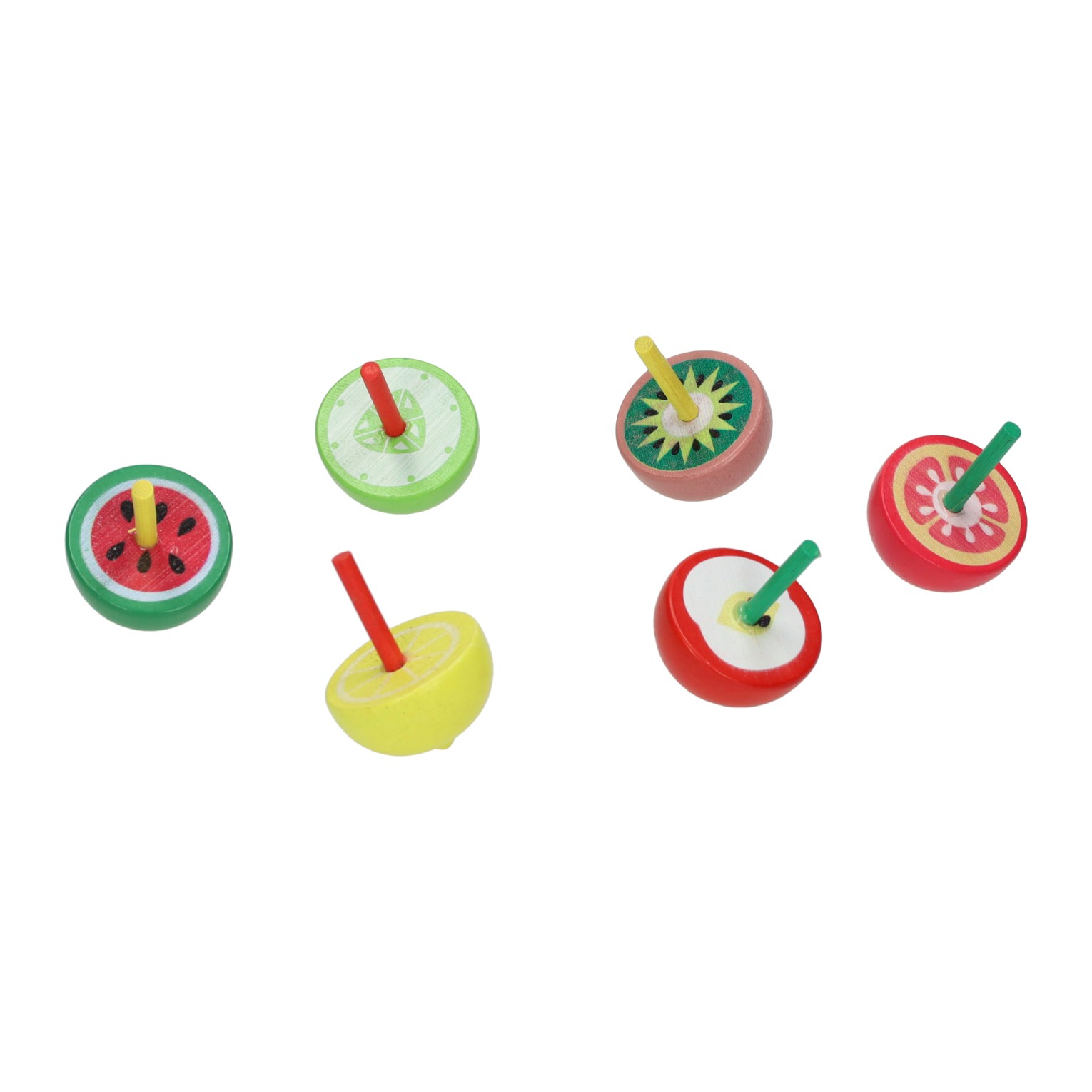 Toupie en bois sur le thème des fruits