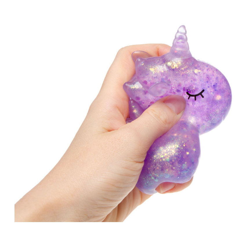 Jouet à presser Licorne à paillettes