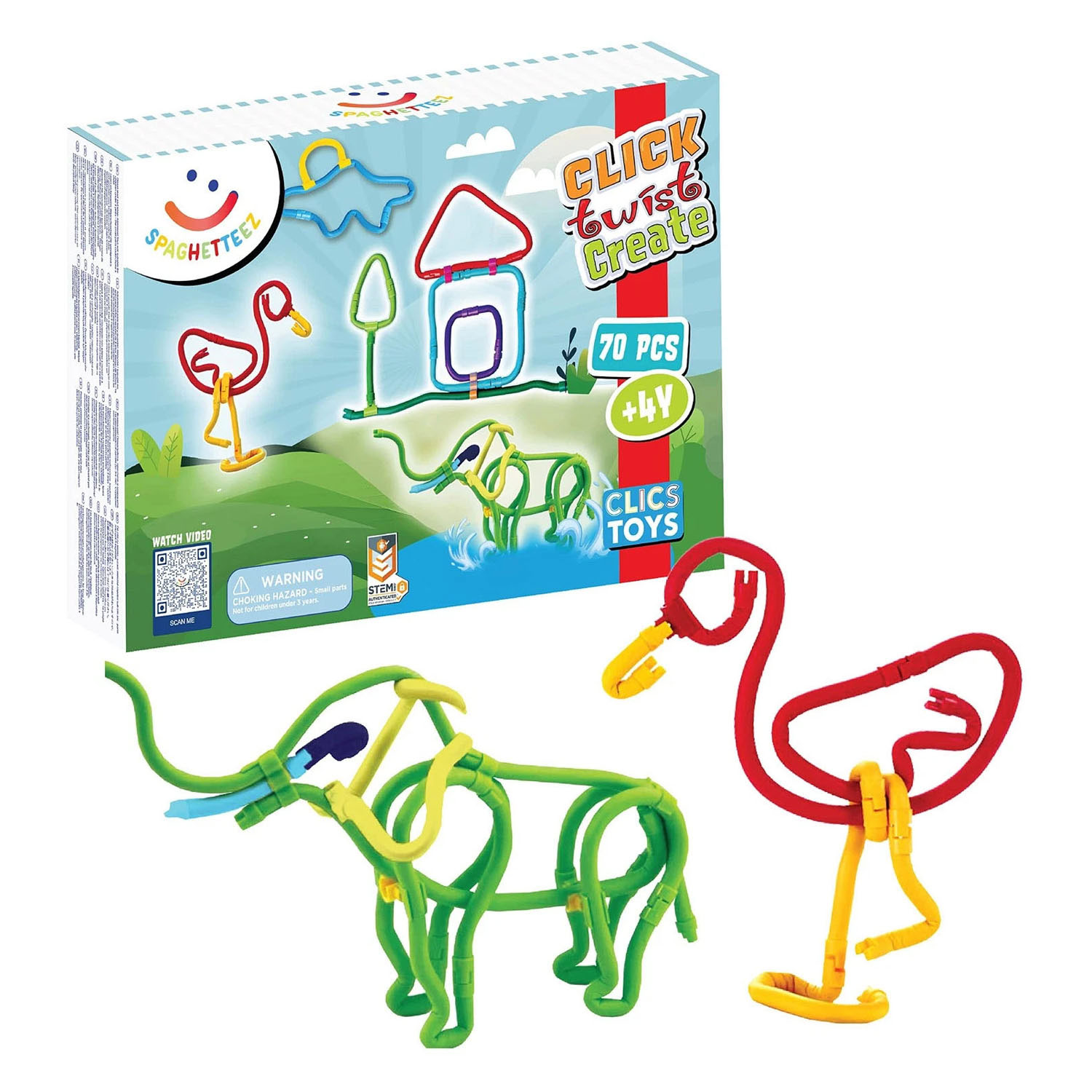 Spaghetteez 3D Art Flexibele Bouwstaafjes, 70dlg.