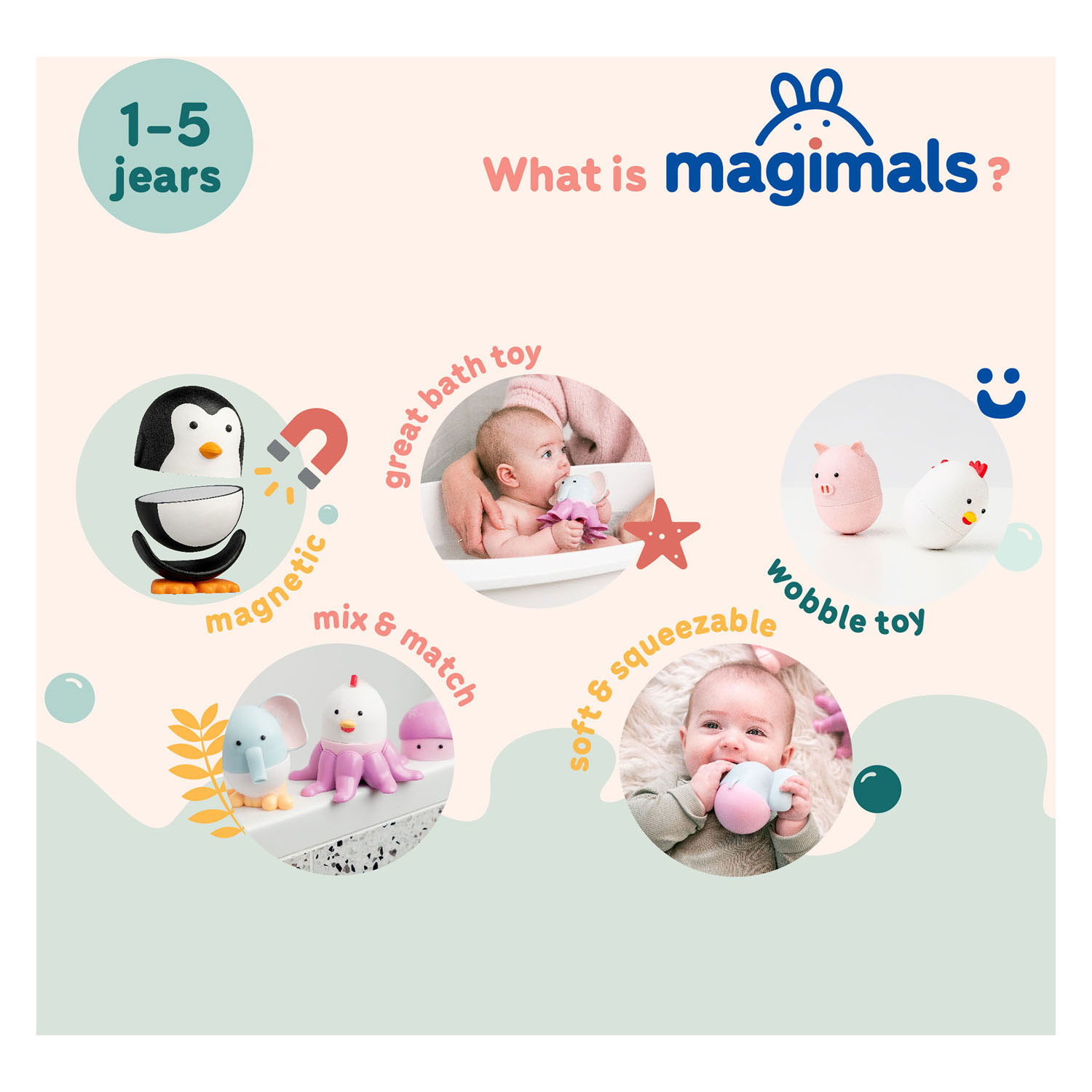 Jouet magnétique Magimals Wably Wobly Sealife