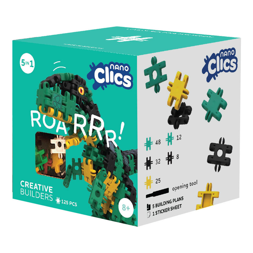 Nano Clics – Creative Builders 125 Piece Set – 5 in 1 Bouwblokken – DUURZAAM SPEELGOED Gemaakt Van 100% GERECYCLEERDE Kunststof – Speelgoed 8, 9, 10, 11, 12 jaar – Constructie Spee