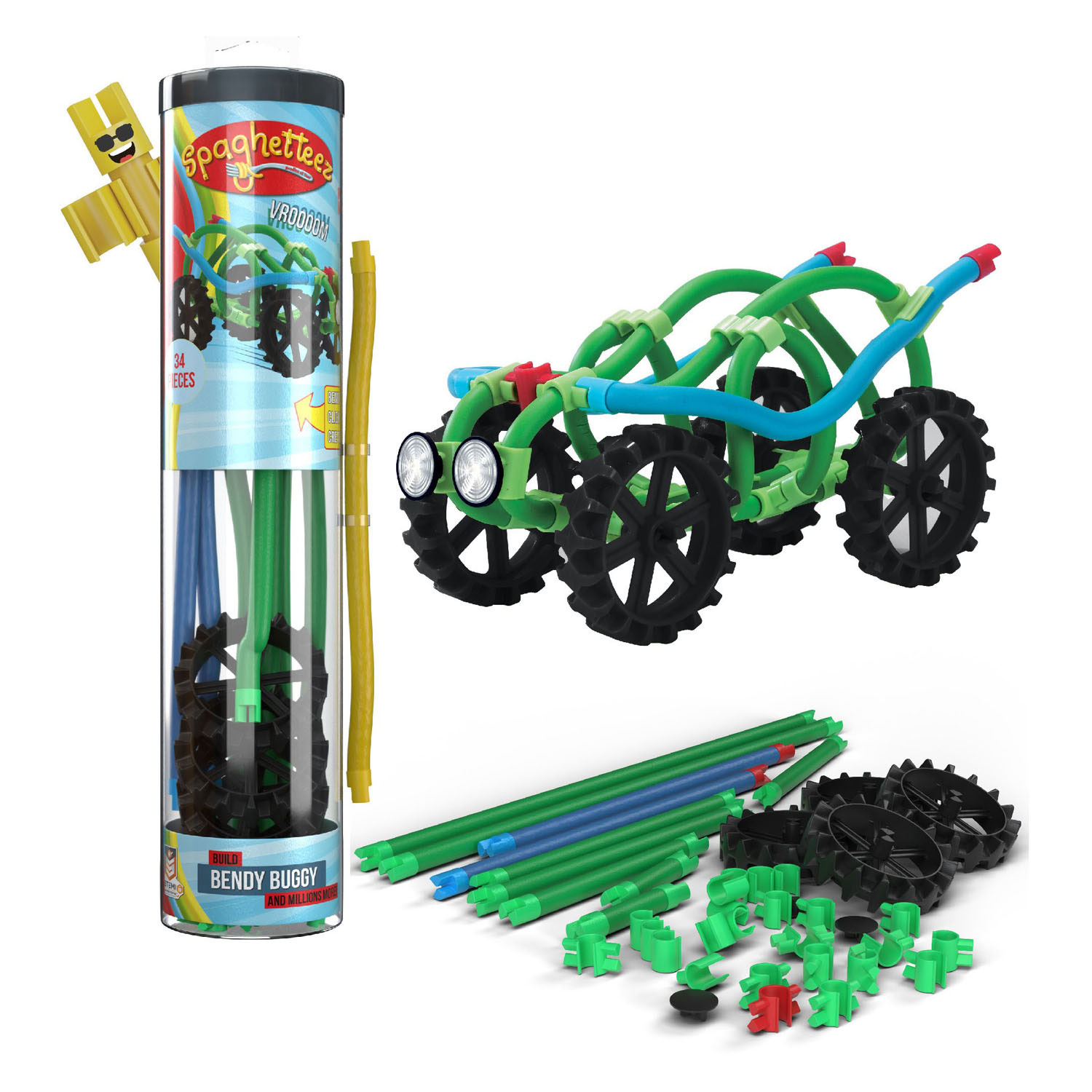 Tiges de construction flexibles Spaghetteez Bendy Buggy, 34 pcs.