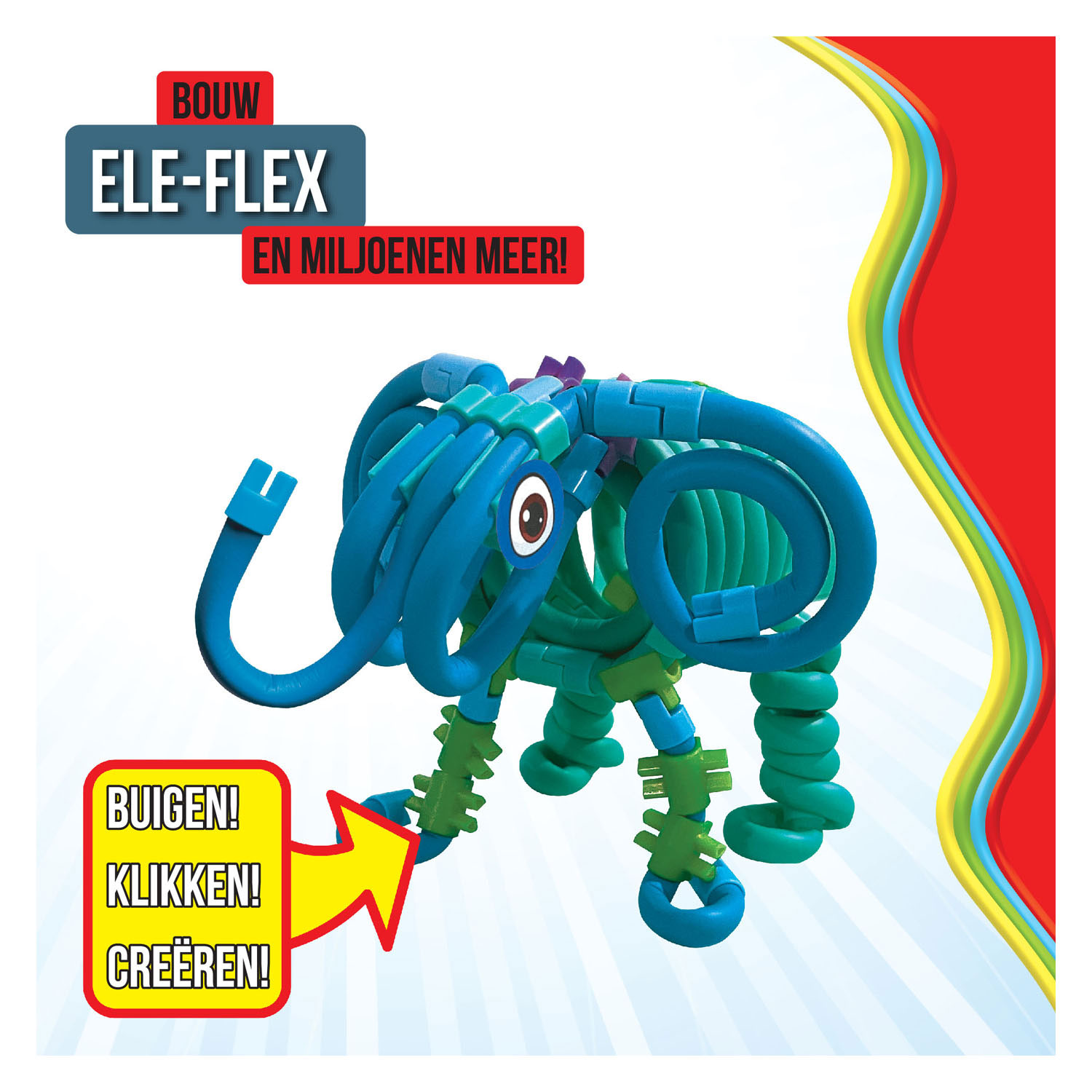 Tiges de construction flexibles Spaghetteez Ele-Flex Olifant, 48 ​​pièces.