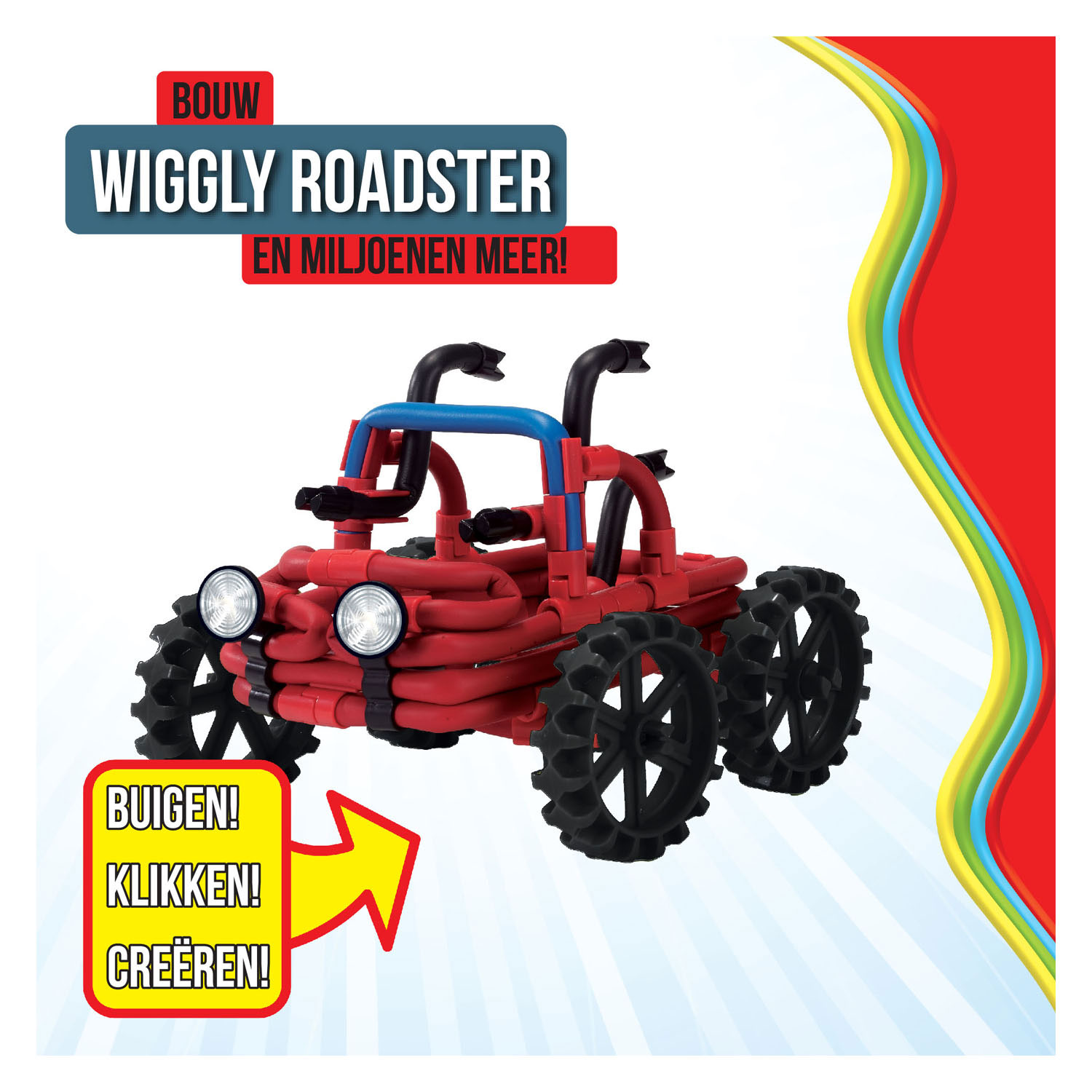 Spaghetteez Wiggly Roadsters Flexibele Bouwstaafjes, 46dlg.