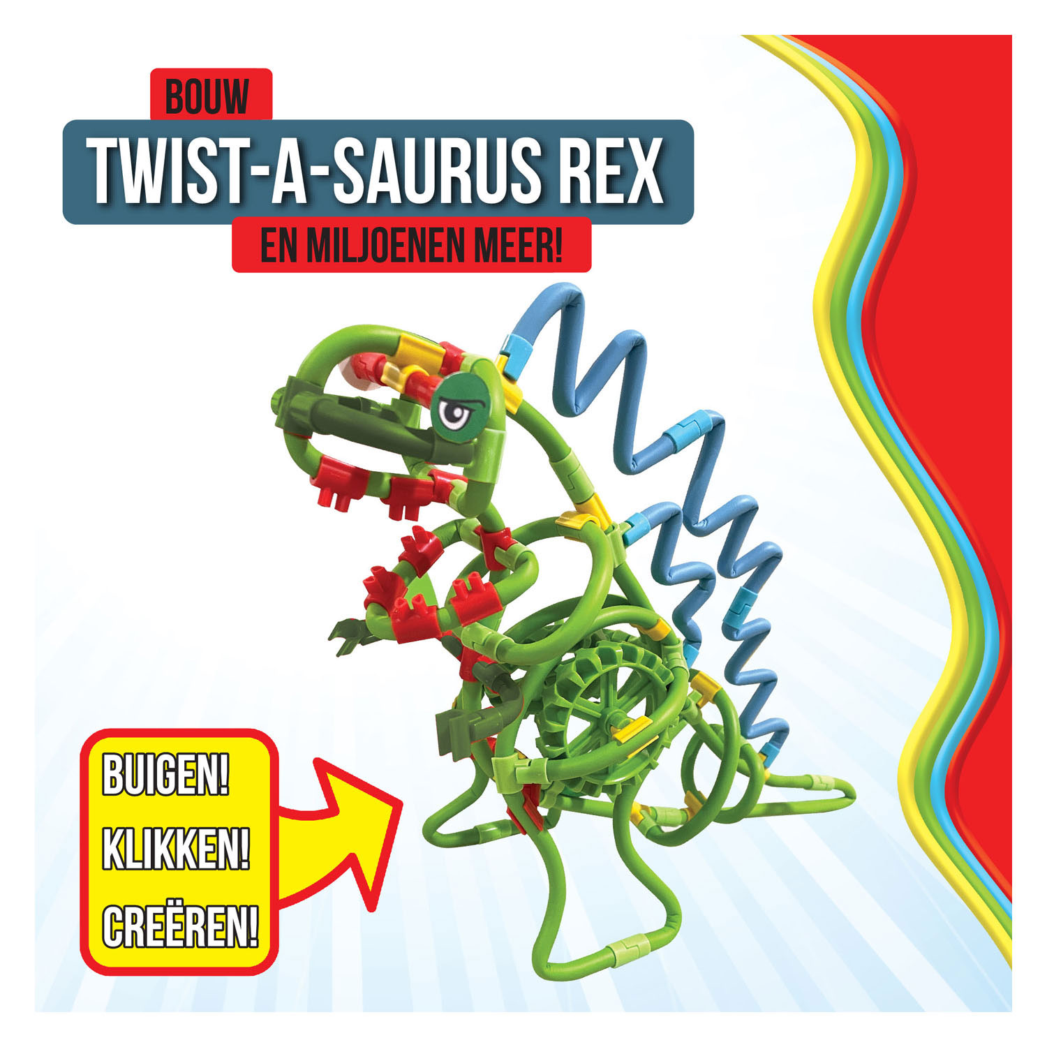 Tiges de construction flexibles Spaghetteez Twist-A-Saurus Rex, 64 pcs.