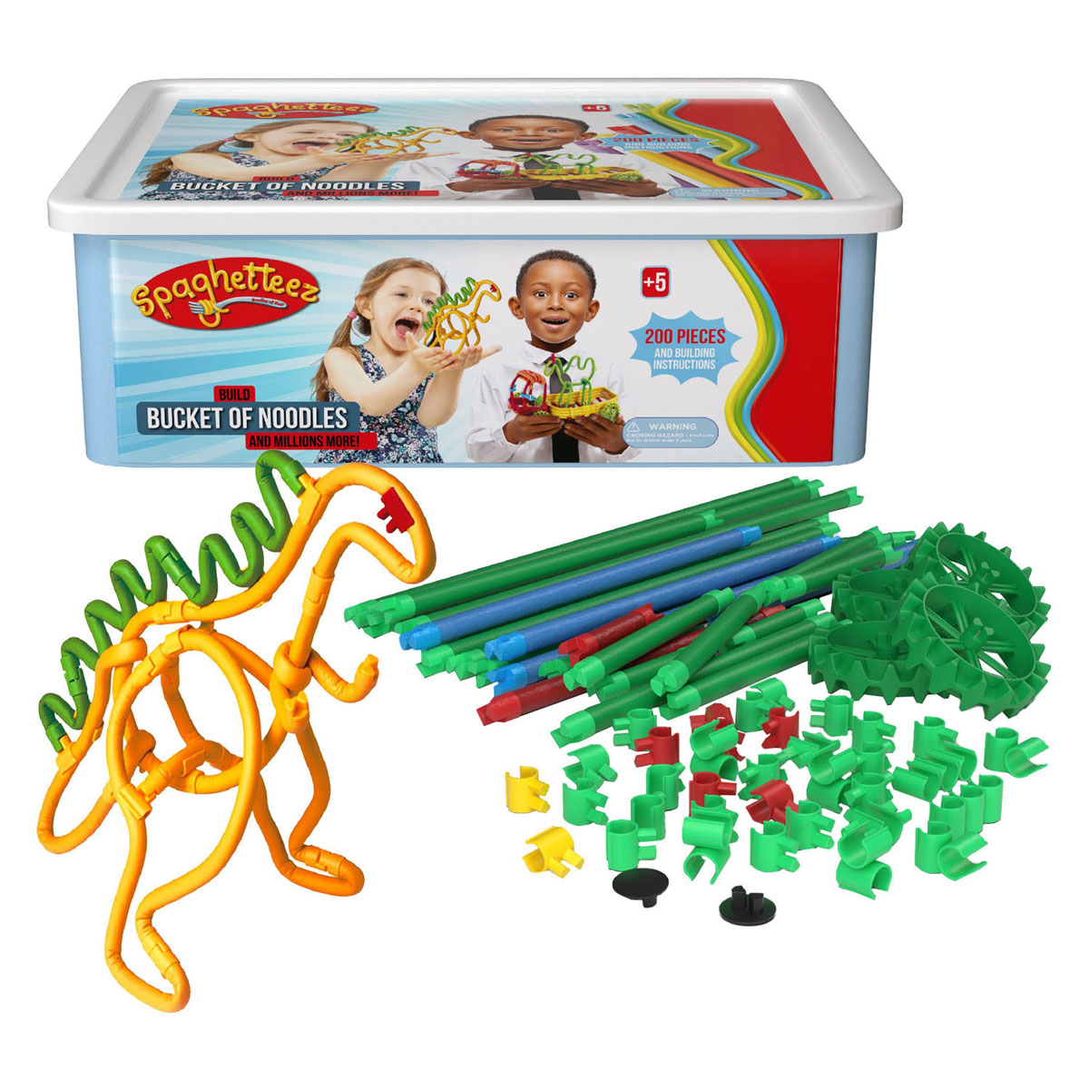 Spaghetteez Flexibele Bouwstaafjes in Opbergbox, 200dlg.