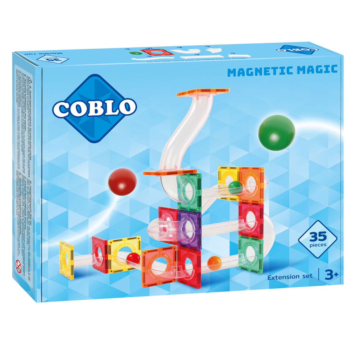 Coblo Marble Track Expansion Set Jouets de construction magnétiques, 35 pièces.