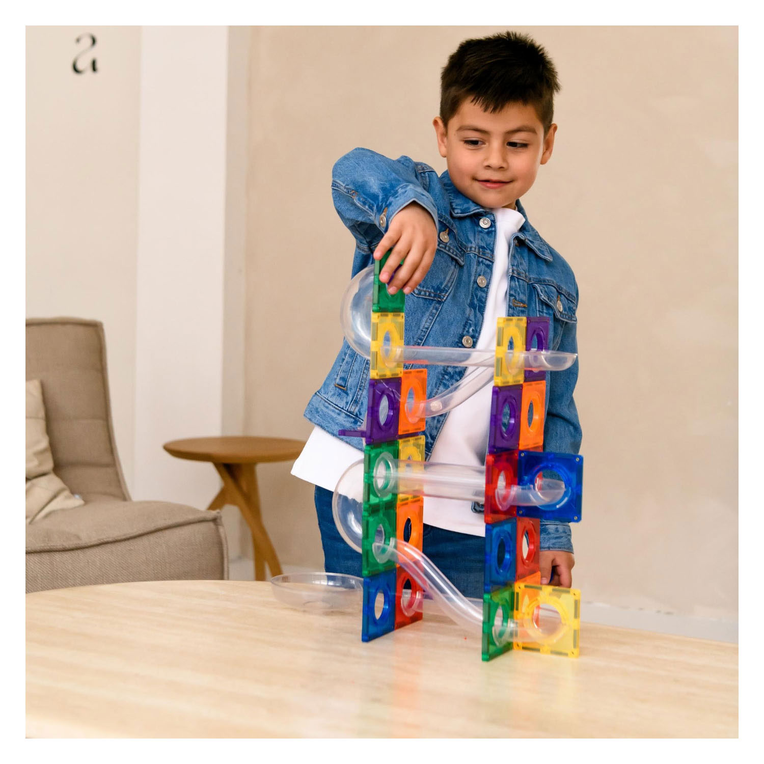 Jouets de construction magnétiques Coblo Marble Track, 100 pcs.