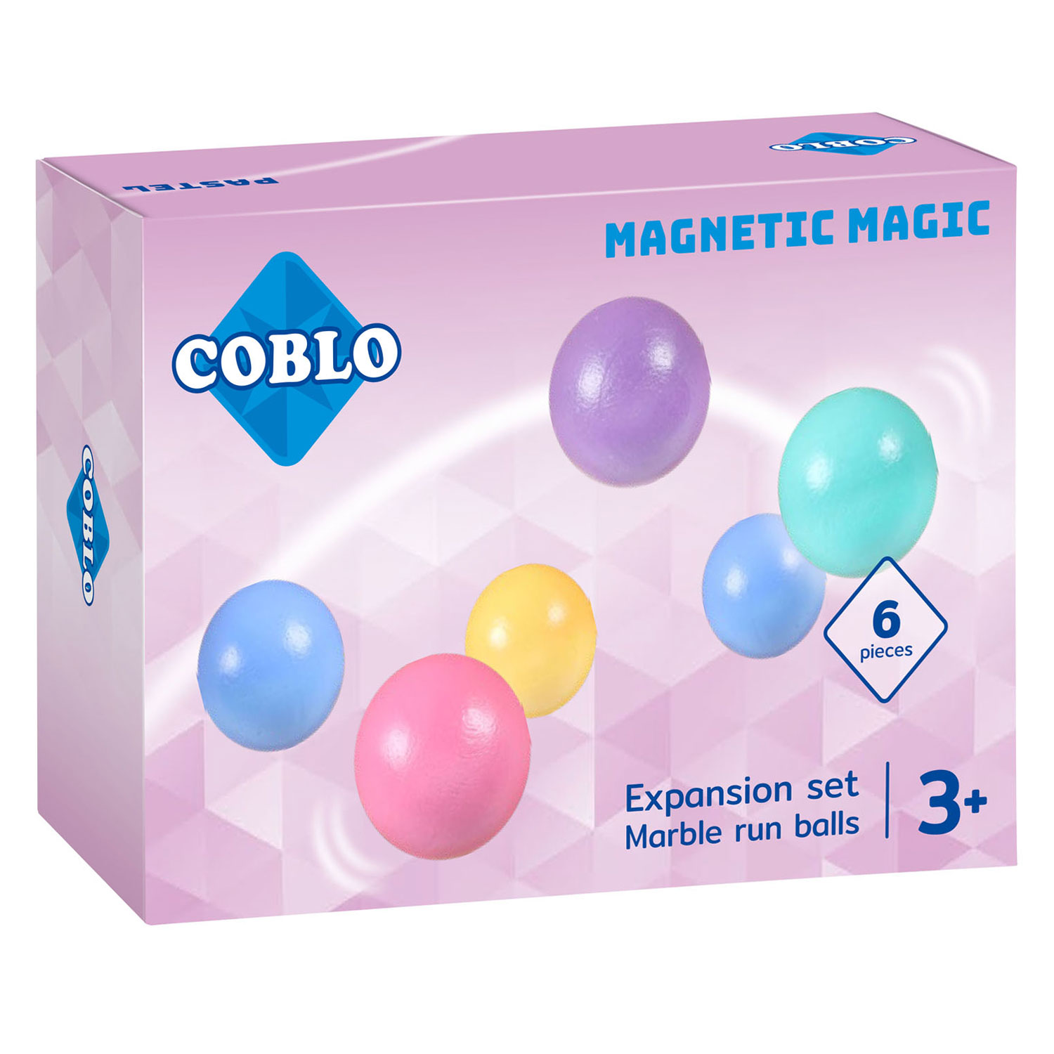 Coblo Marble Track Balls Pastell Magnetisches Bauspielzeug, 6 Stück.