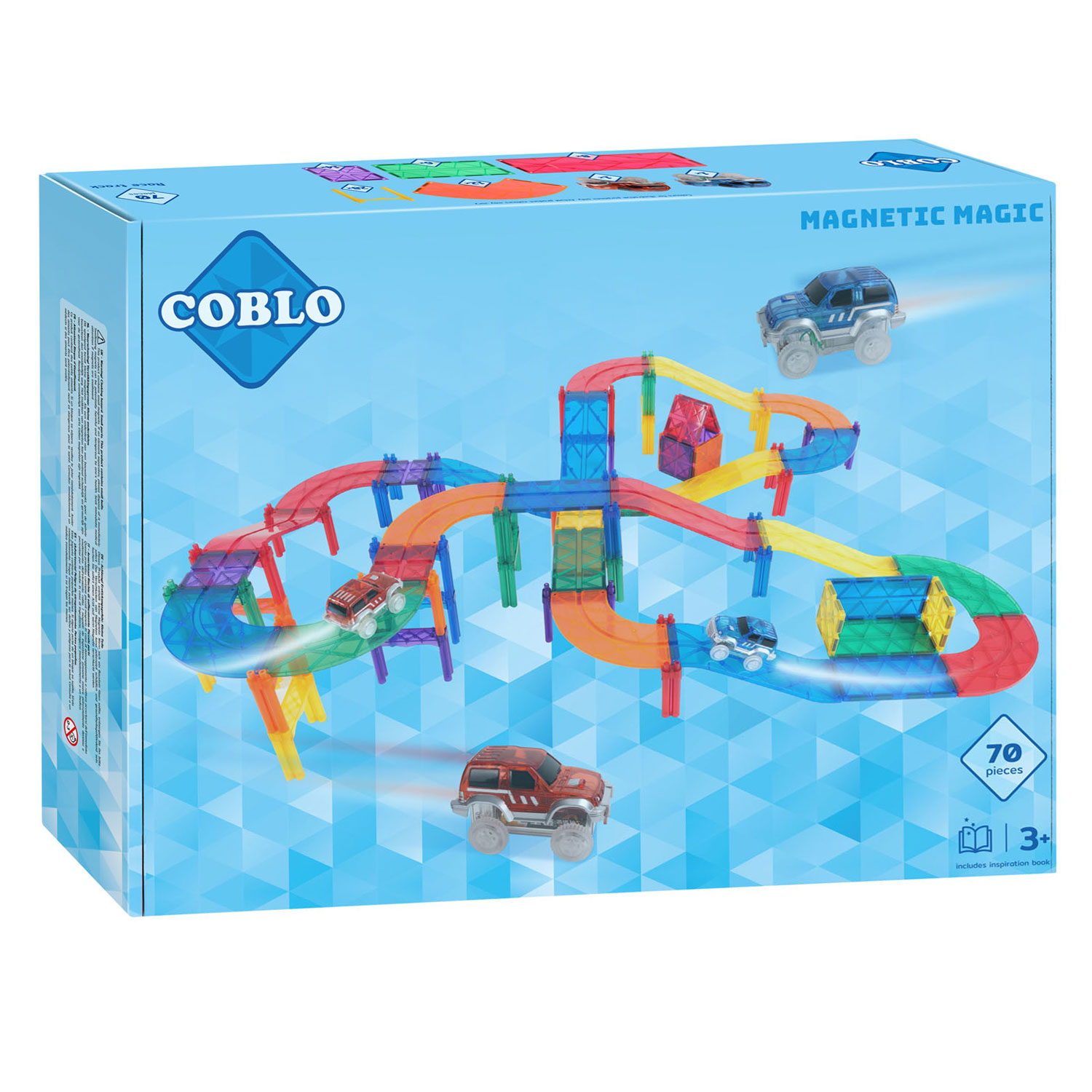 Jouets de construction magnétiques classiques Coblo Race Track, 70 pièces.