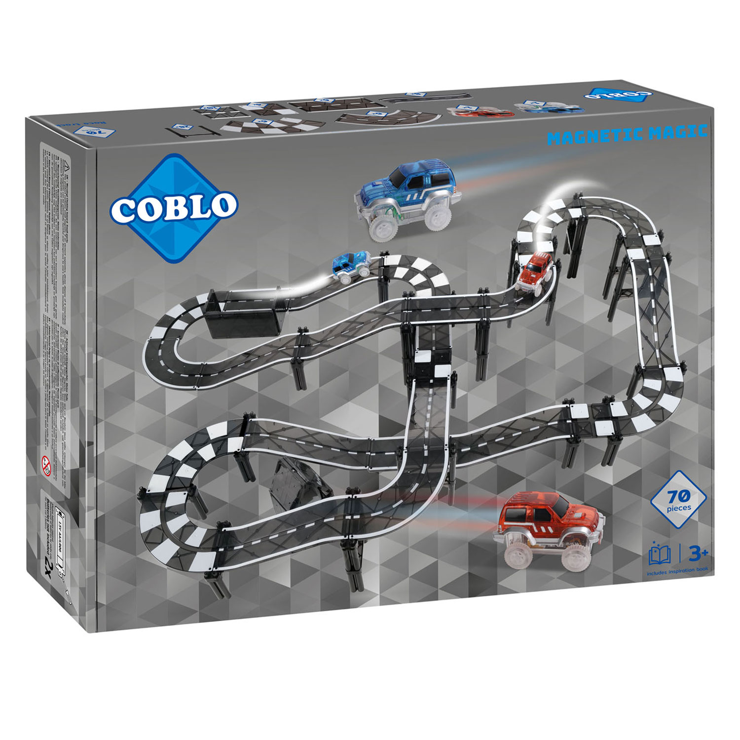 Coblo Race Track Schwarzes magnetisches Konstruktionsspielzeug, 70 Stück.