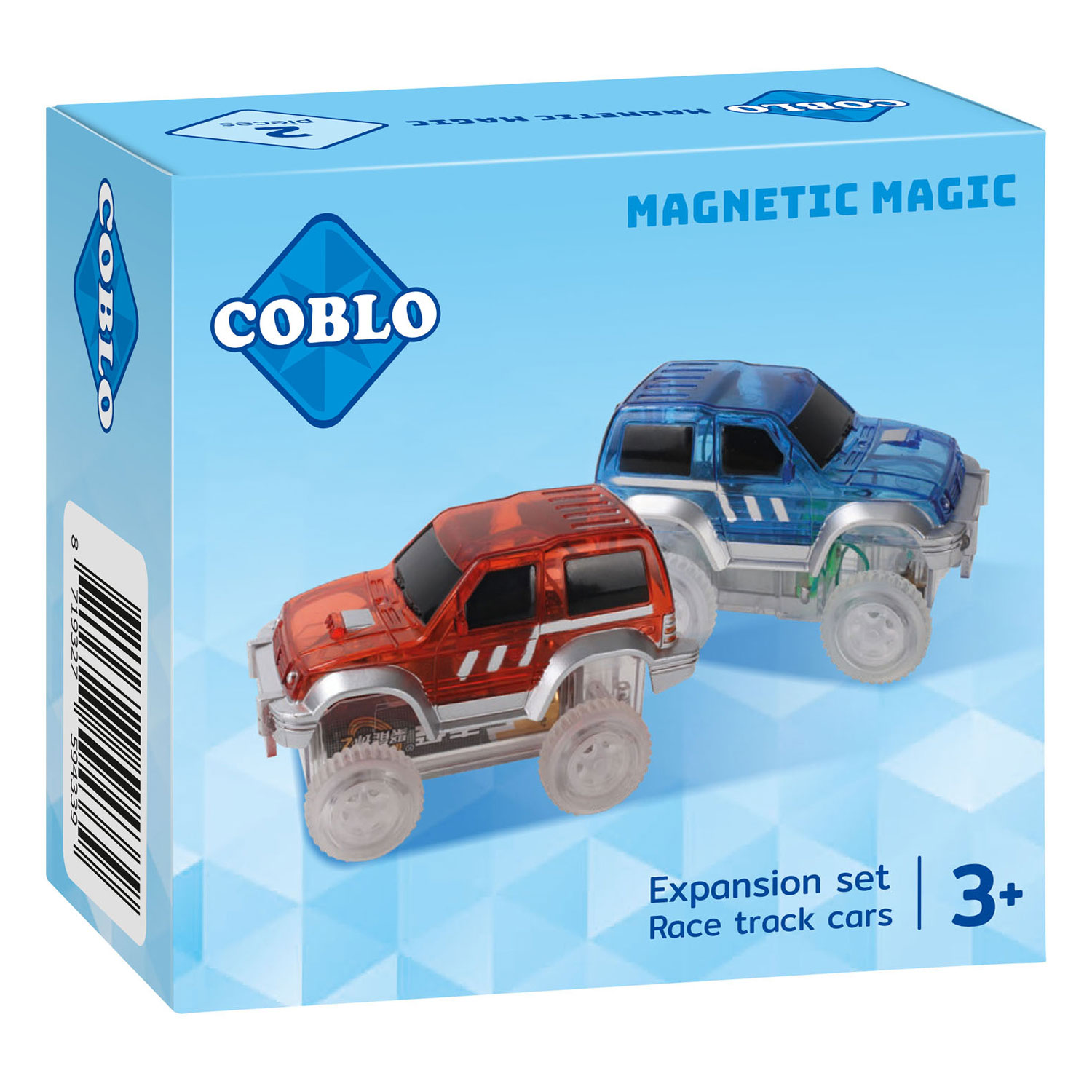 Coblo Racebaan Auto's Magnetisch Bouwspeelgoed, 2dlg.