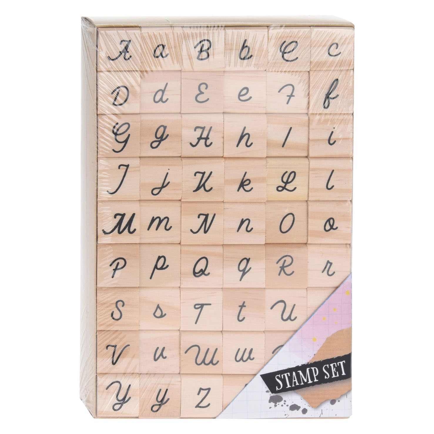 Stempelset Alphabet Holz, 54-tlg.
