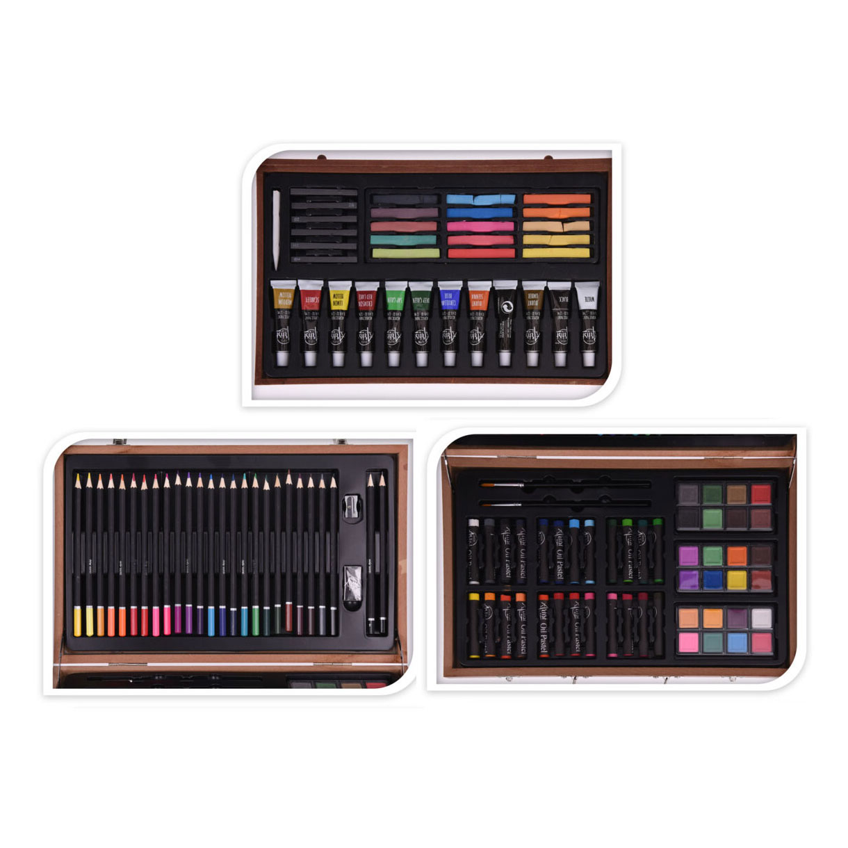 Set de peinture et de dessin dans une caisse en bois, 112 pcs.