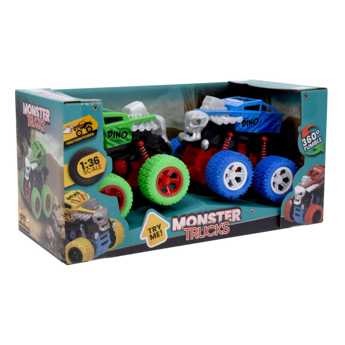 Friction Monster Truck 360 Flip, 2 pièces.