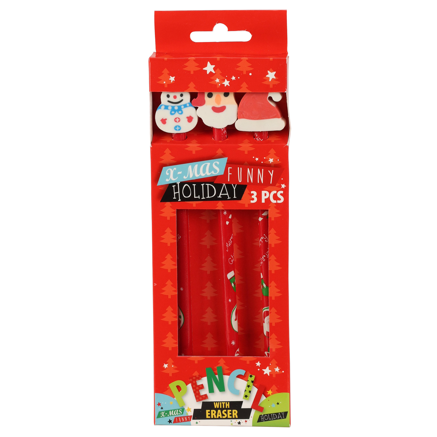 Crayon avec gomme Noël, 3pcs.