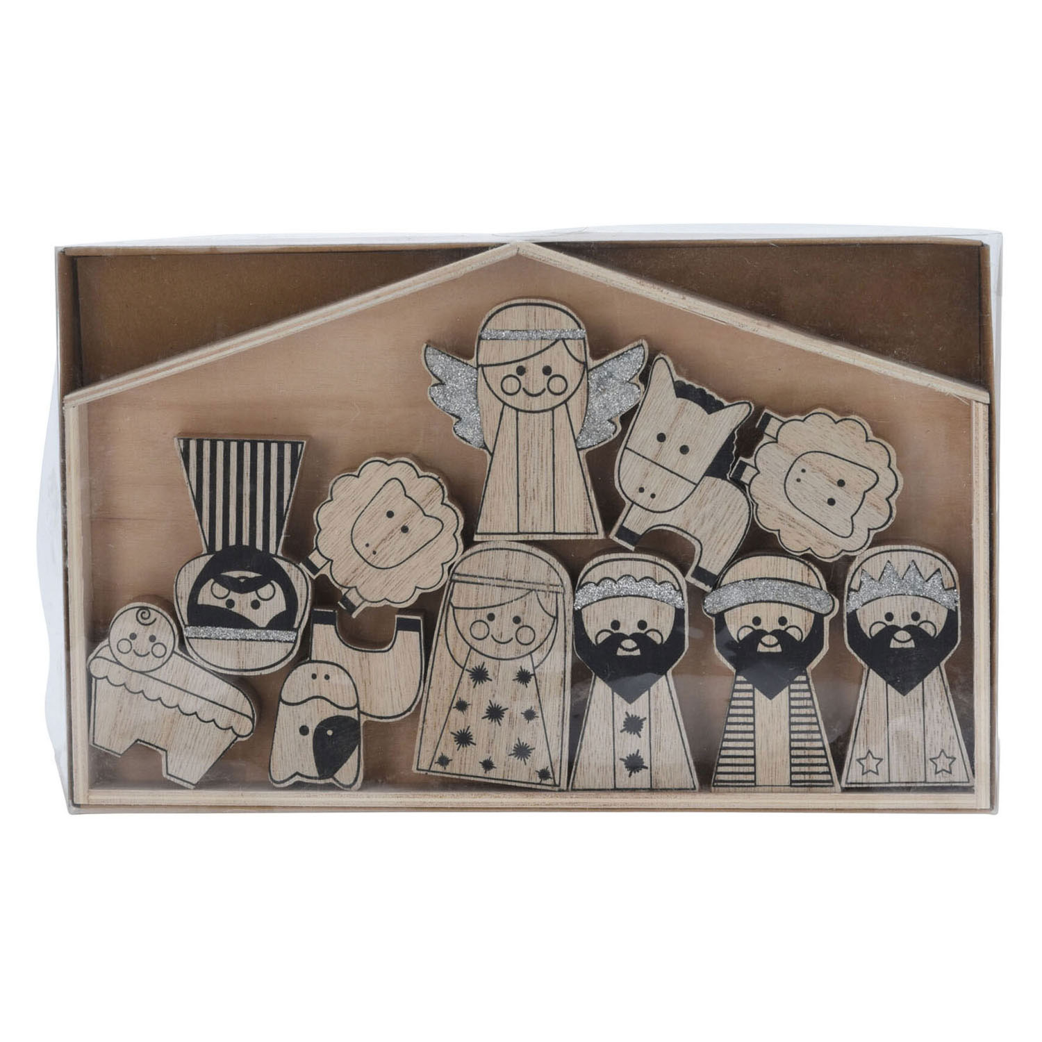 Crèche de Noël pour enfants en bois, 11 pcs.