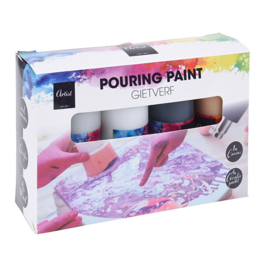 Peinture acrylique coulée, 4 couleurs