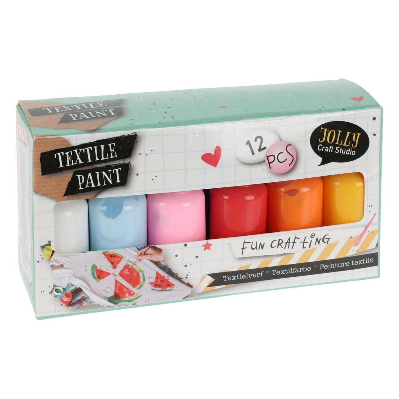 Peinture pour tissu, ensemble de 12 couleurs