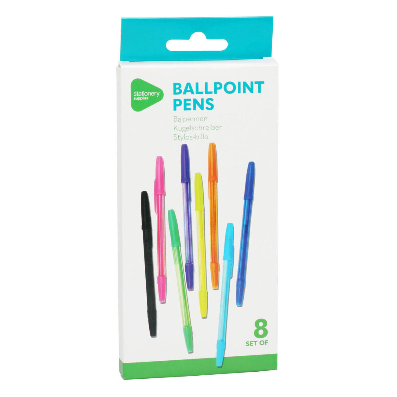 Stylos à bille en 8 couleurs, 8 pcs.