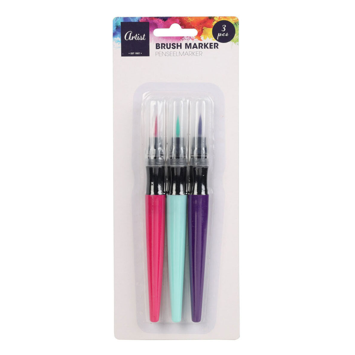 3 Brushpennen roze blauw paars - Brush pennen
