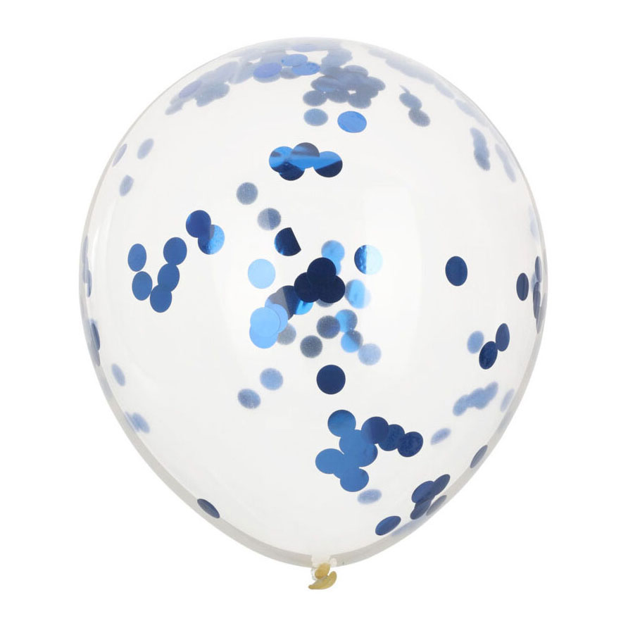 Ballons avec confettis bleus, 8 pièces.