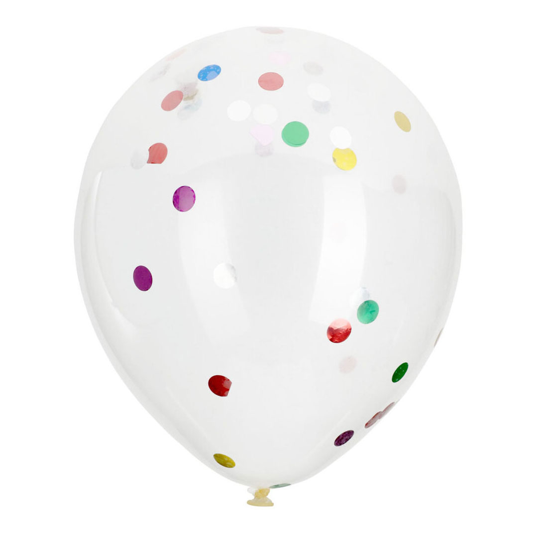 16 x Transparante ballonnen gekleurde confetti 30 cm - verjaardag ballonnen versieringen - ballonnen - ballonnen verjaardag