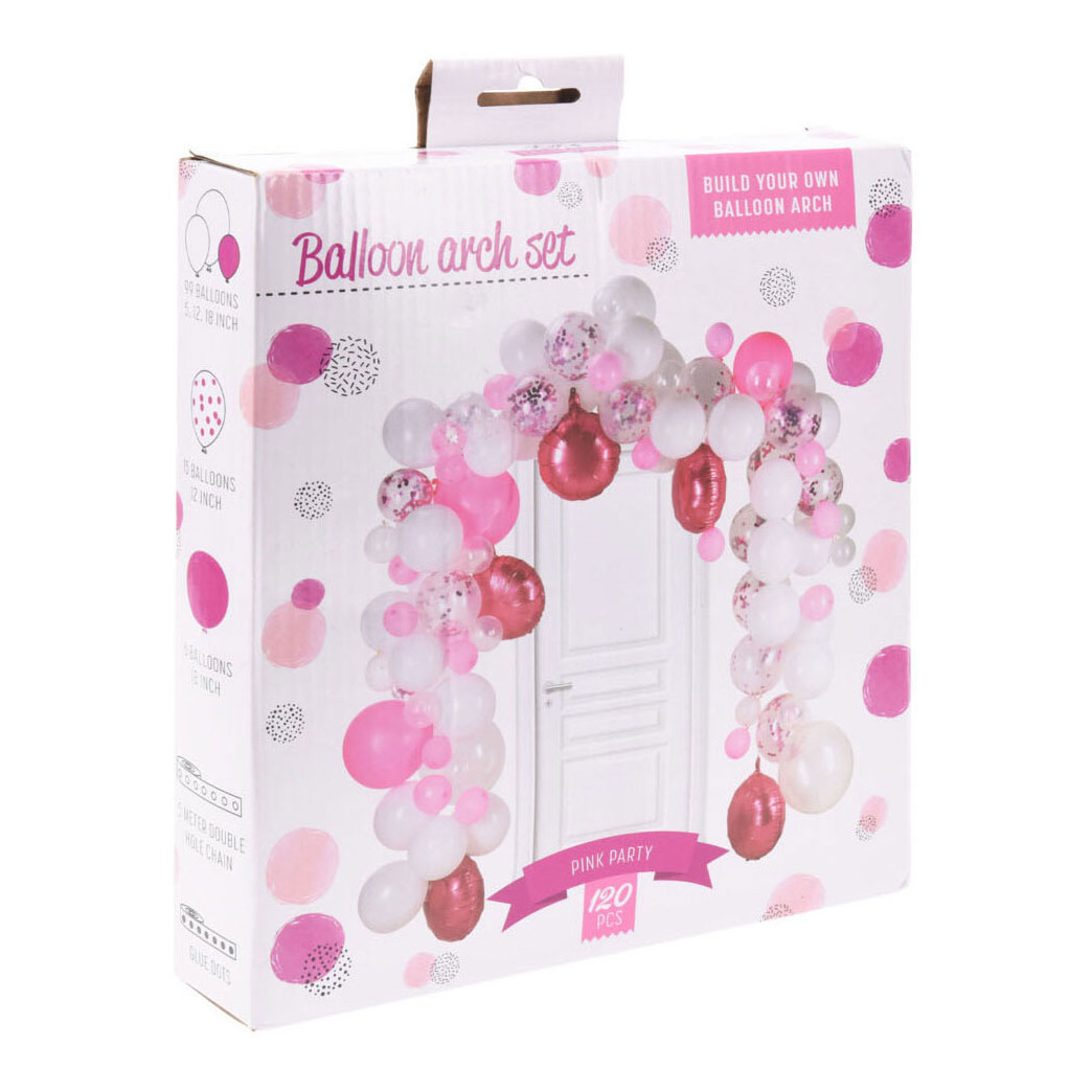 Bauen Sie Ihr eigenes Ballonbogen-Set Pink, 120 Stück.